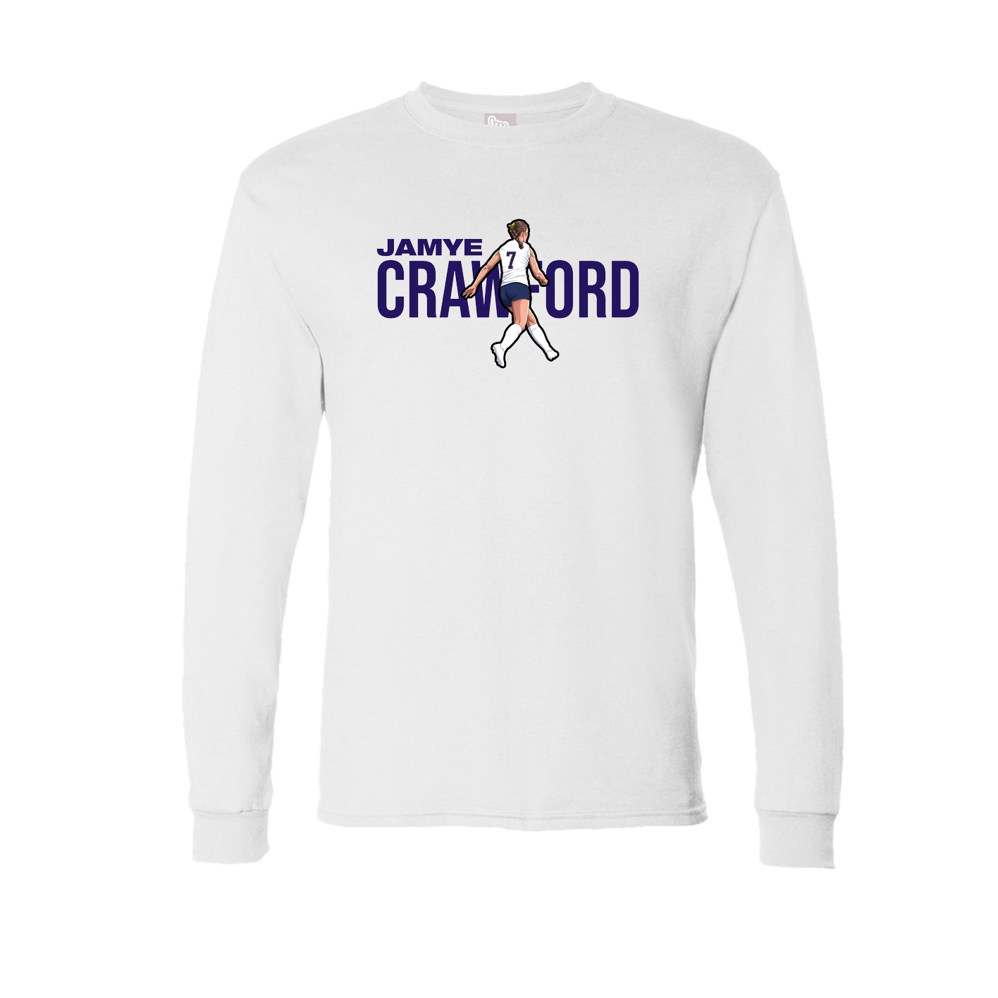 Long Sleeve Tee — Player Name in White
