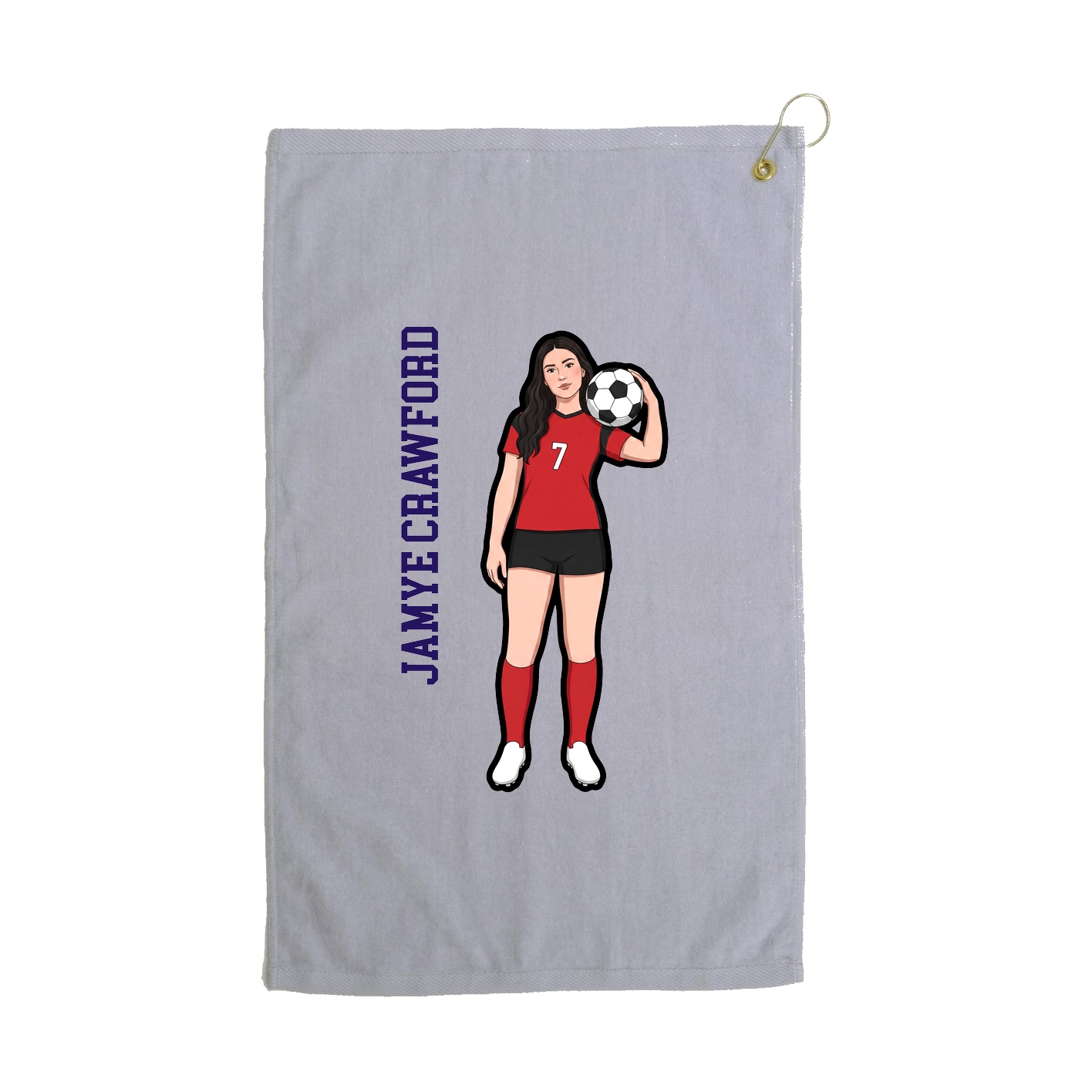 Golf Towel — Name Vertical in Grey