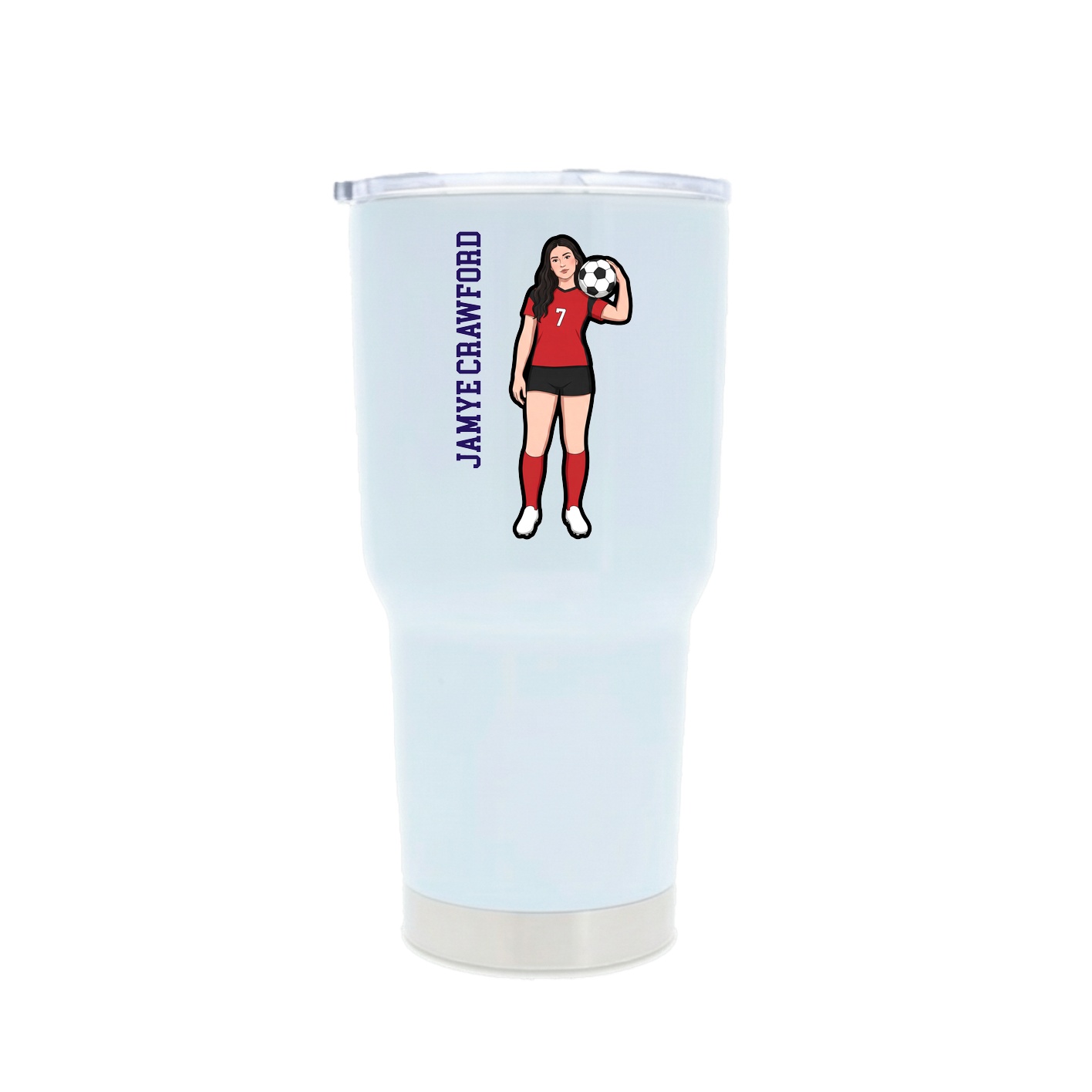 30oz Stainless Steel Tumbler — Name Vertical in White
