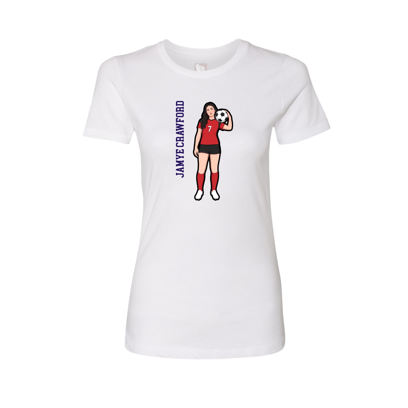 Womens Tee — Name Vertical in White