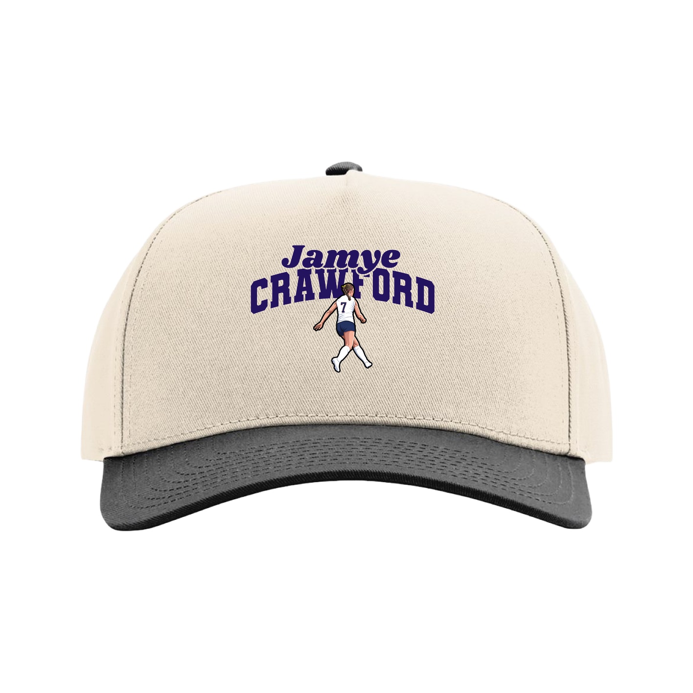 Full Fabric Five-Panel Champ Cap — Signature Arch in Cream/Black