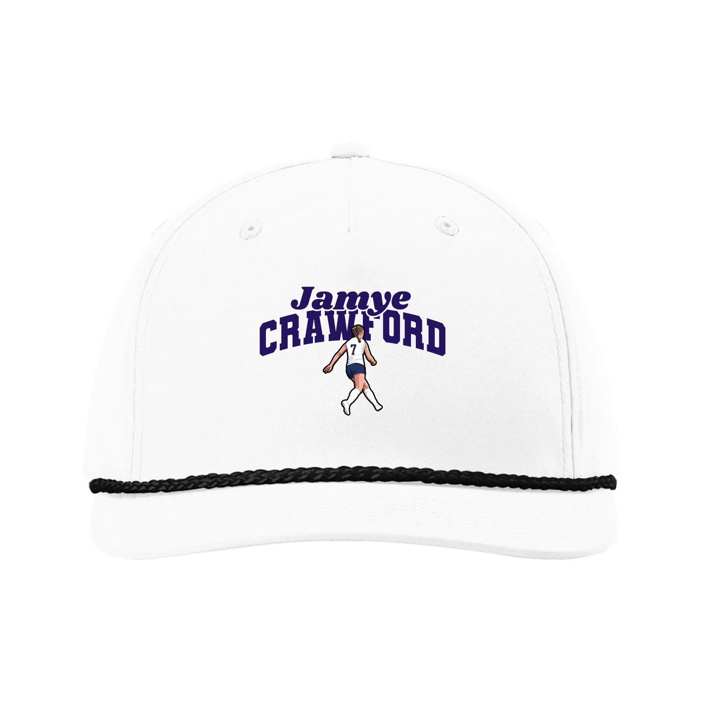 Five-Panel Classic Rope Cap — Signature Arch in White