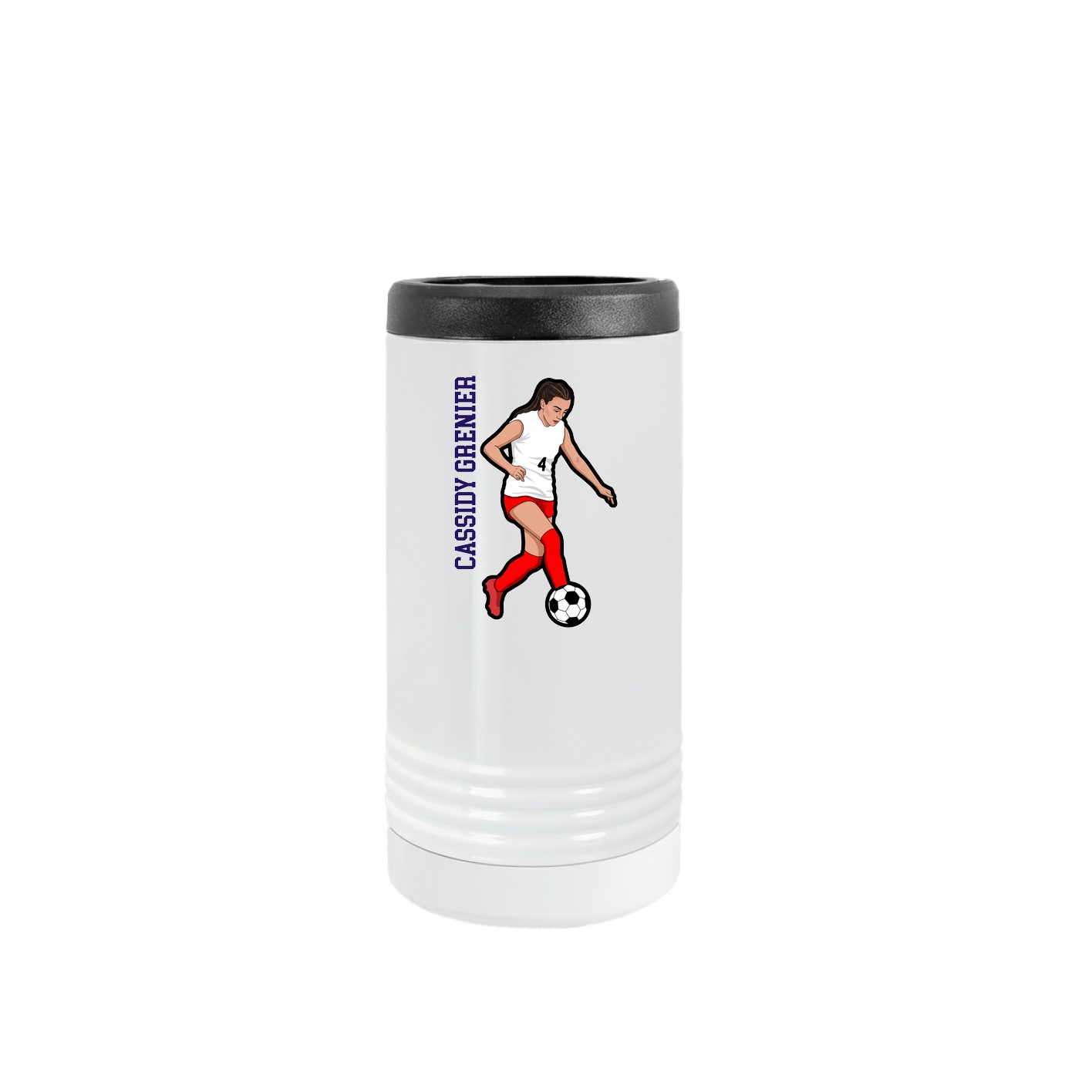 Slim Beverage Holder — Name Vertical in White