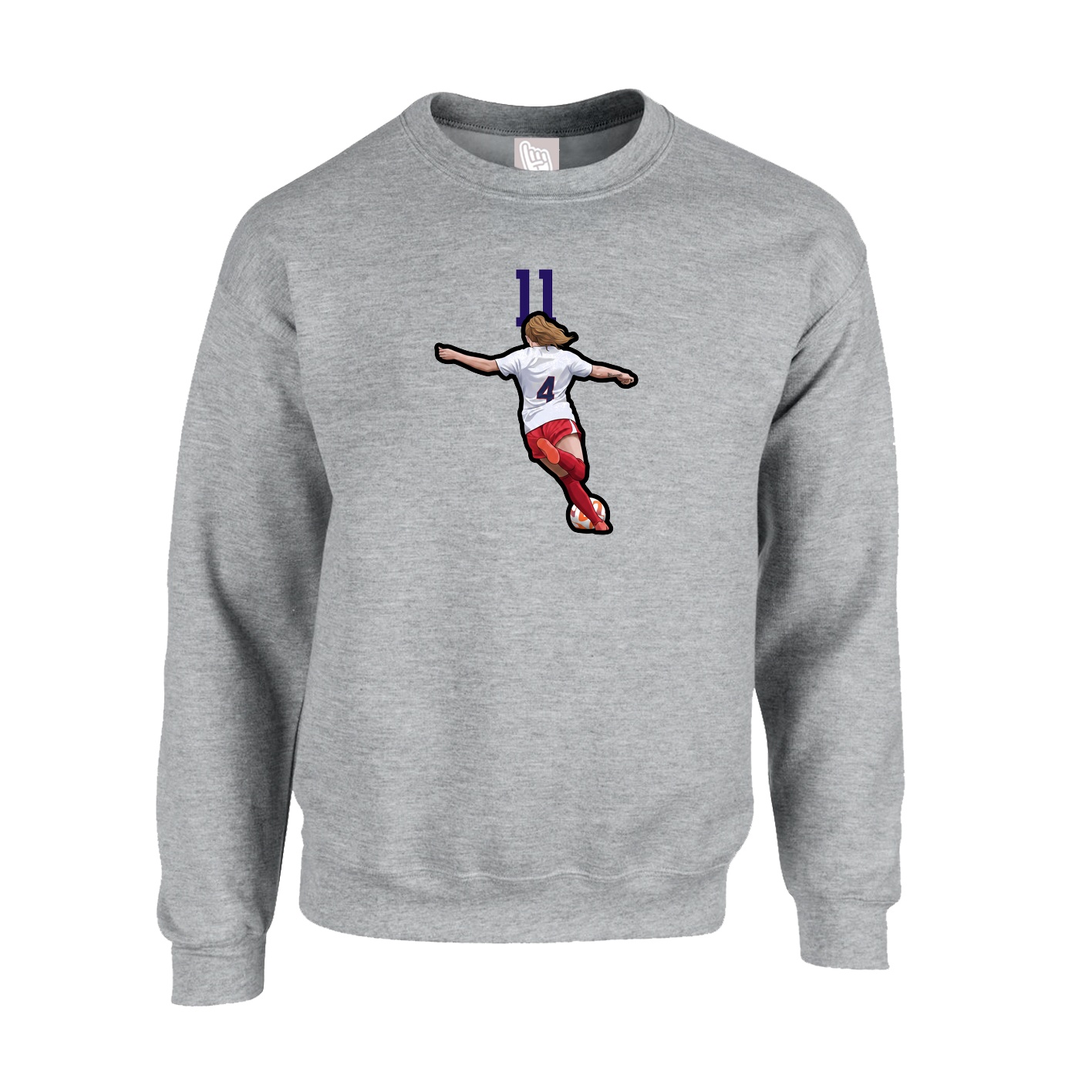 Fleece Crew — Number Top in Grey