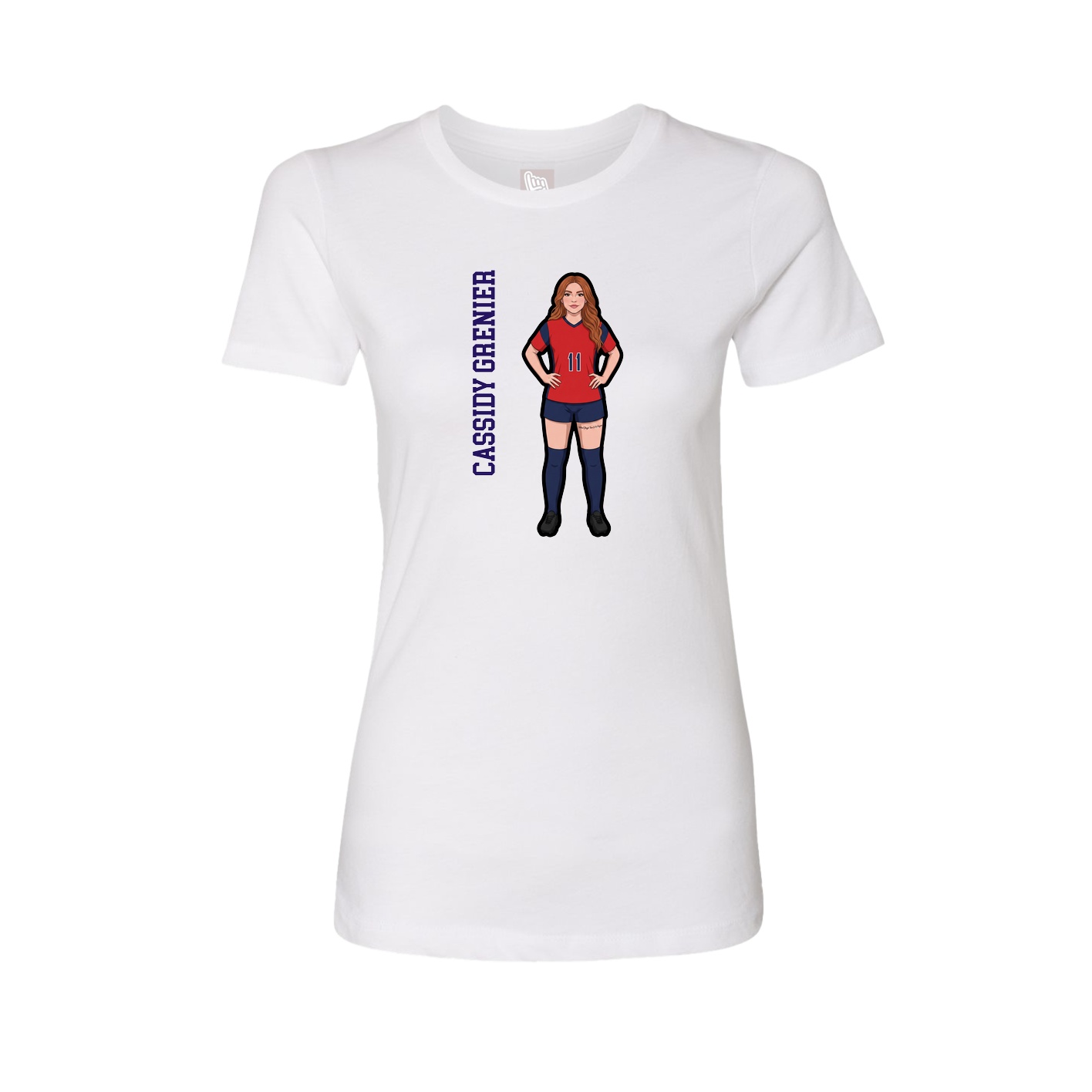 Fitted Women's Tee — Name Vertical in White