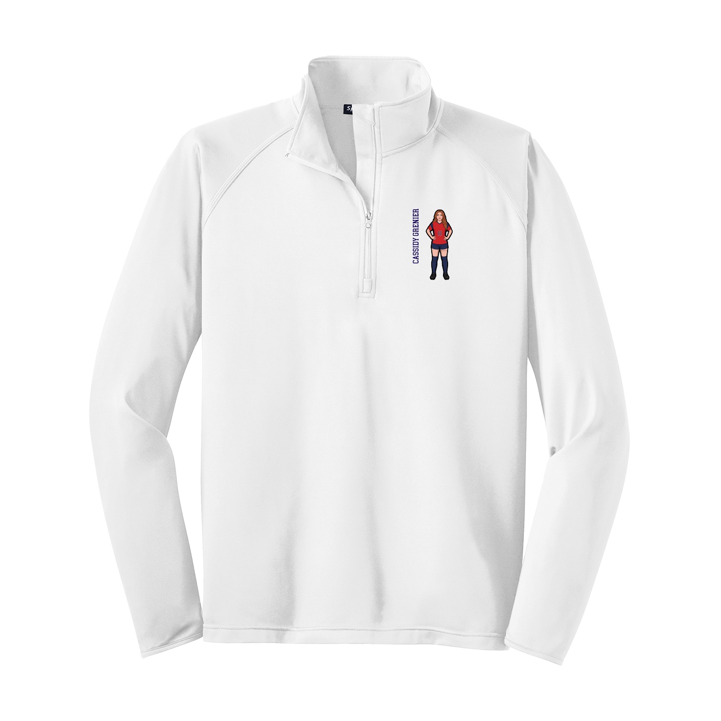 Q-Zip Pullover — Name Vertical in White