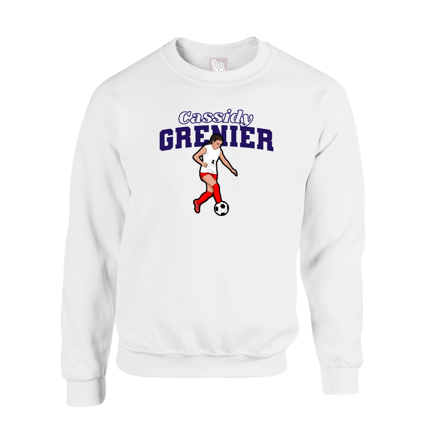 Fleece Crew — Name Arch in White