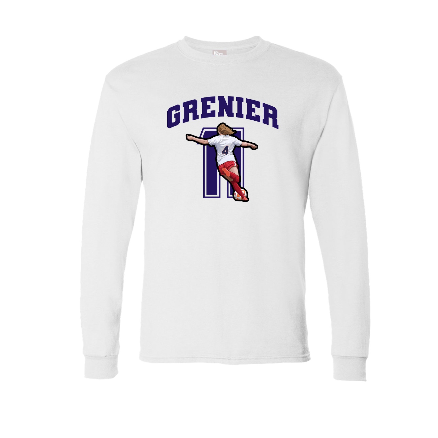 Long Sleeve Tee — Number in White