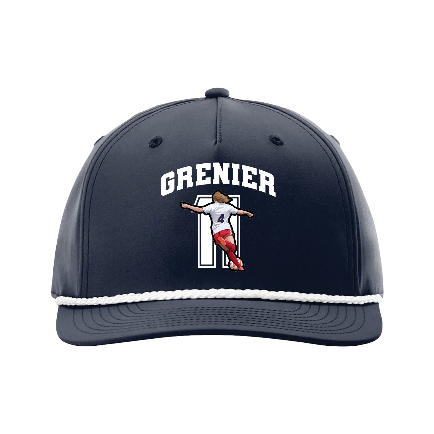 Five-Panel Classic Rope Cap — Number in Navy