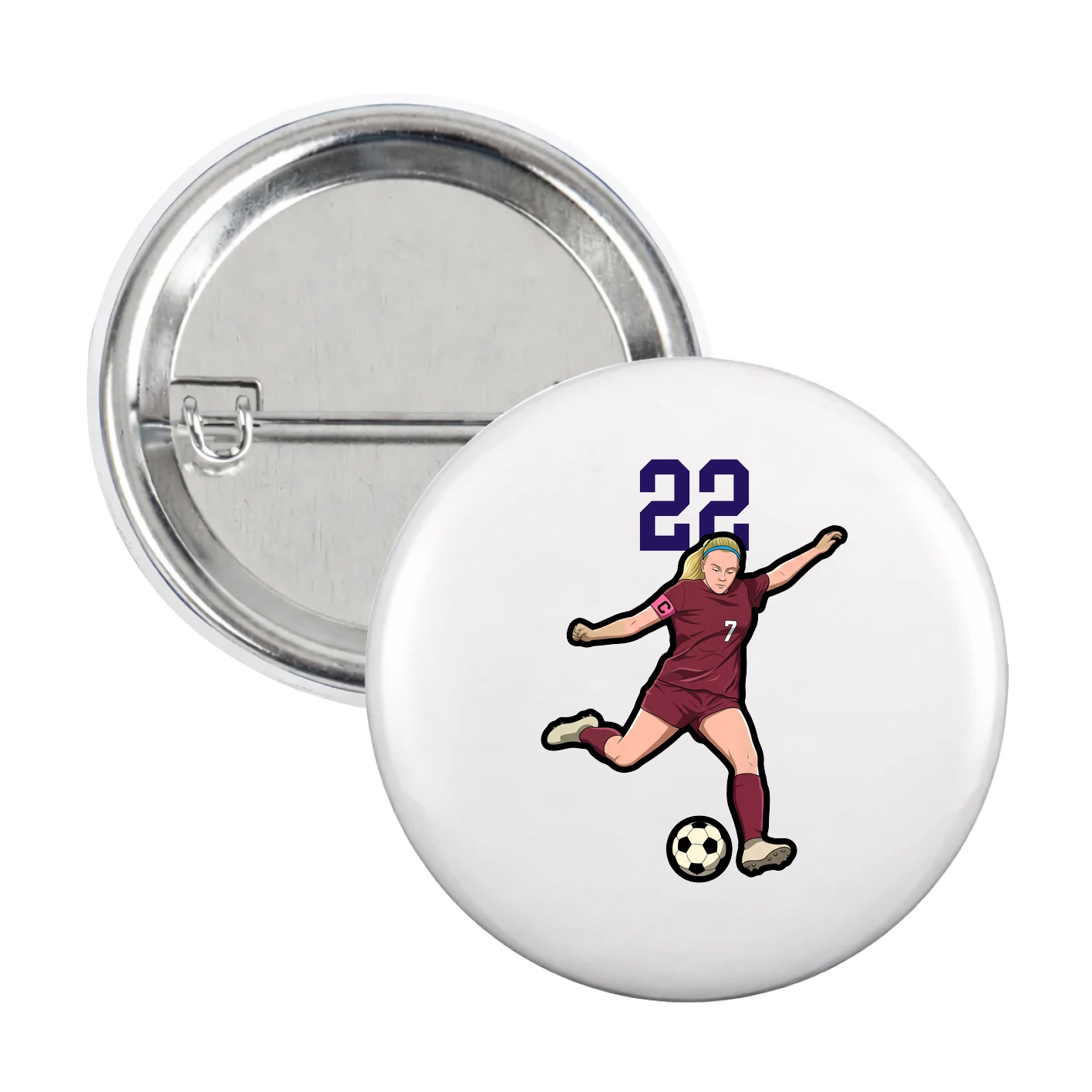 Game Day Button — Number Top in White