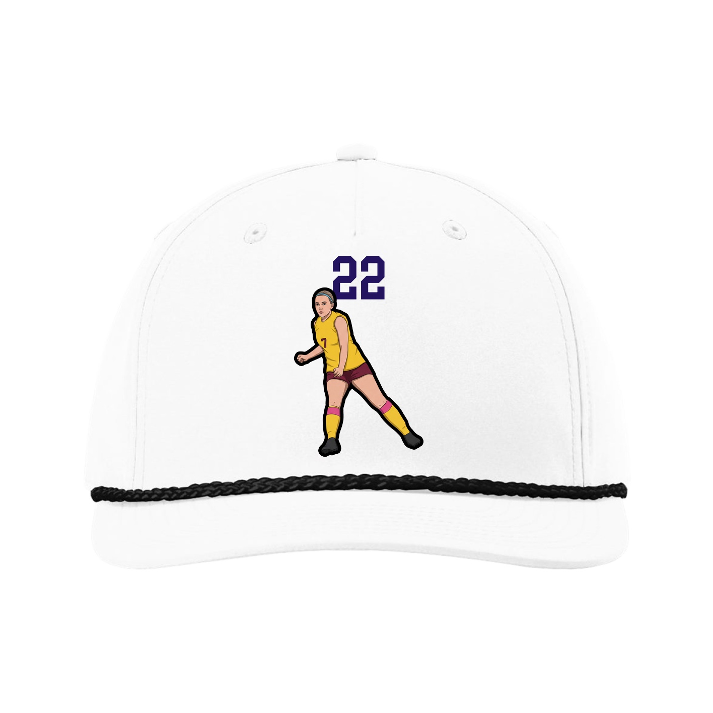 Five-Panel Classic Rope Cap — Number Top in White