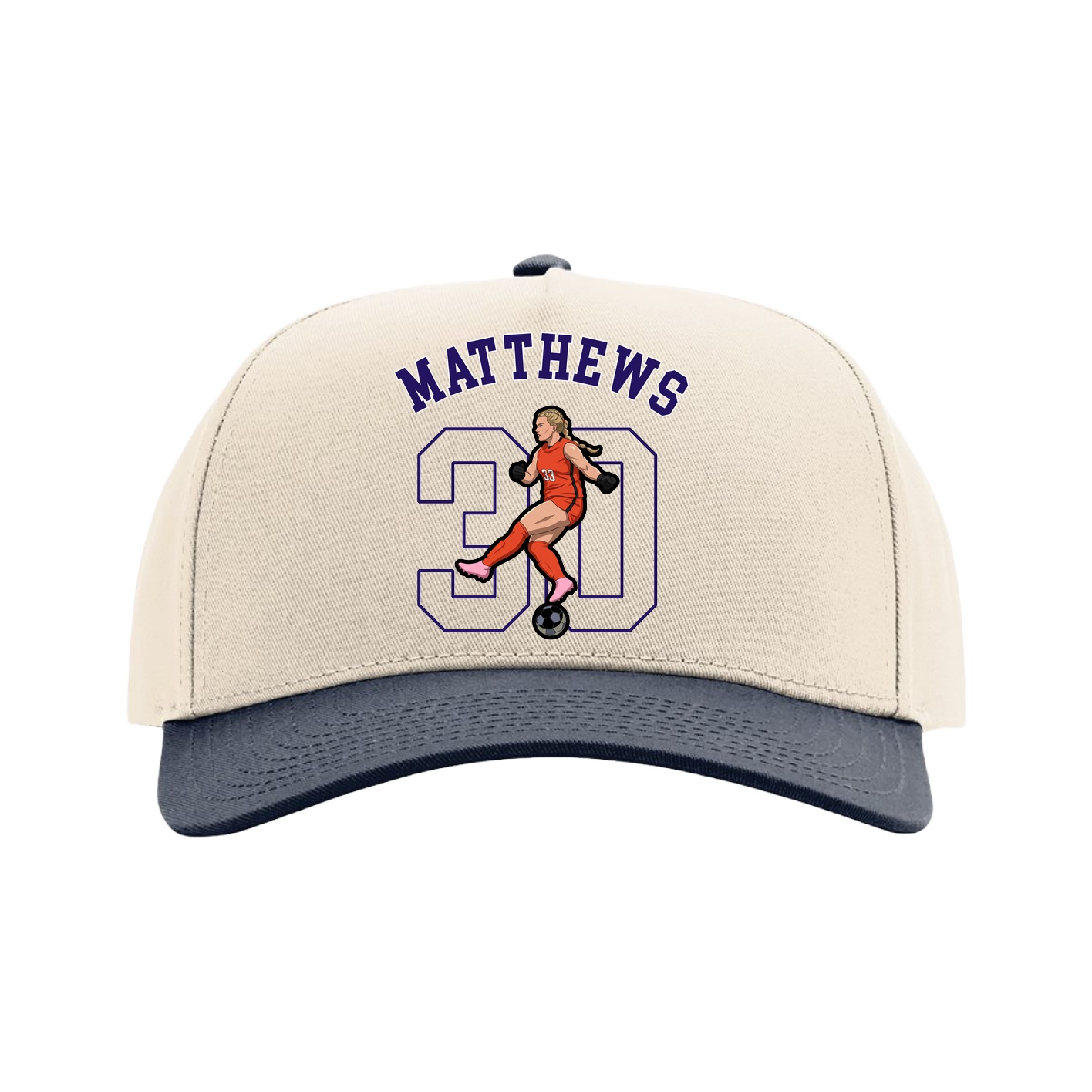Full Fabric Five-Panel Champ Cap — Shirsey Arch in Cream/Navy