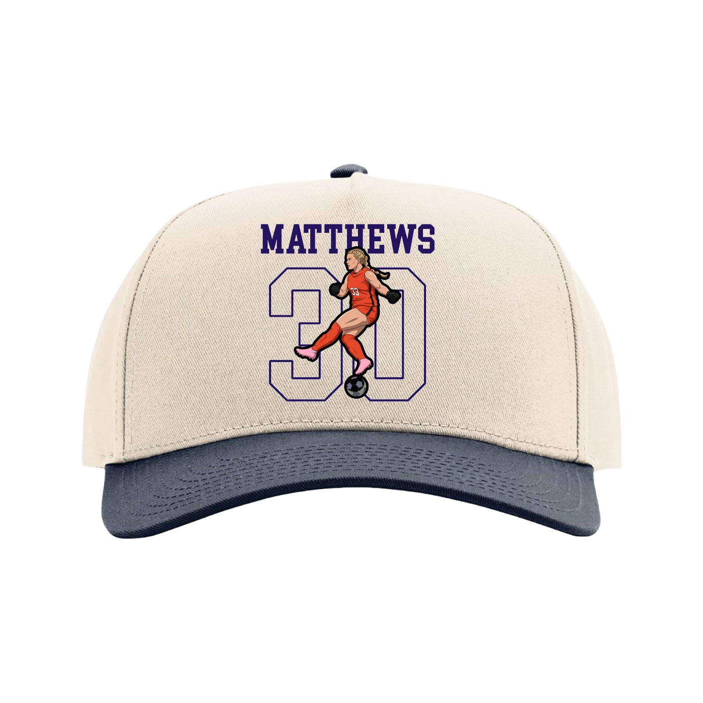 Full Fabric Five-Panel Champ Cap — Shirsey in Cream/Navy