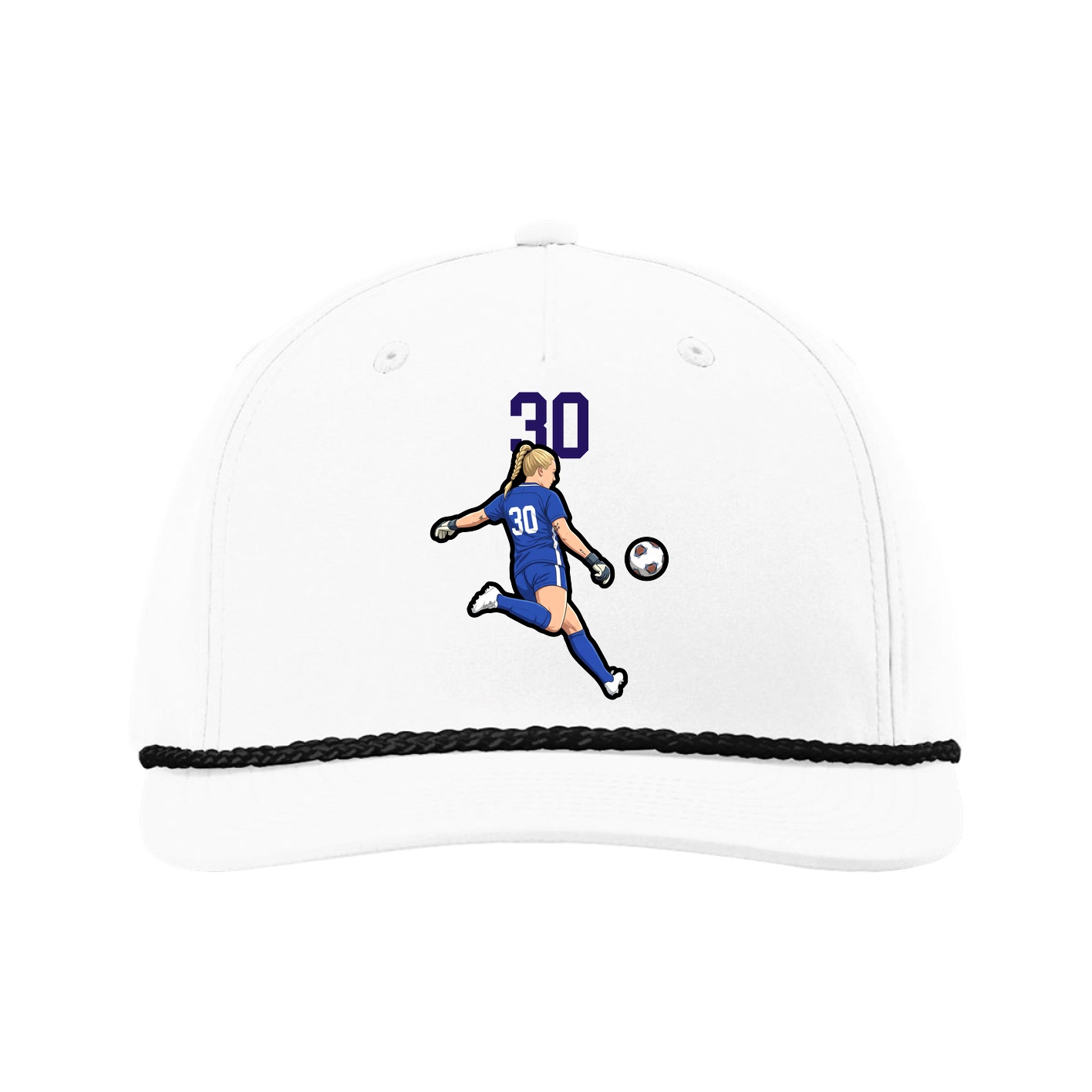 Five-Panel Classic Rope Cap — Number Top in White