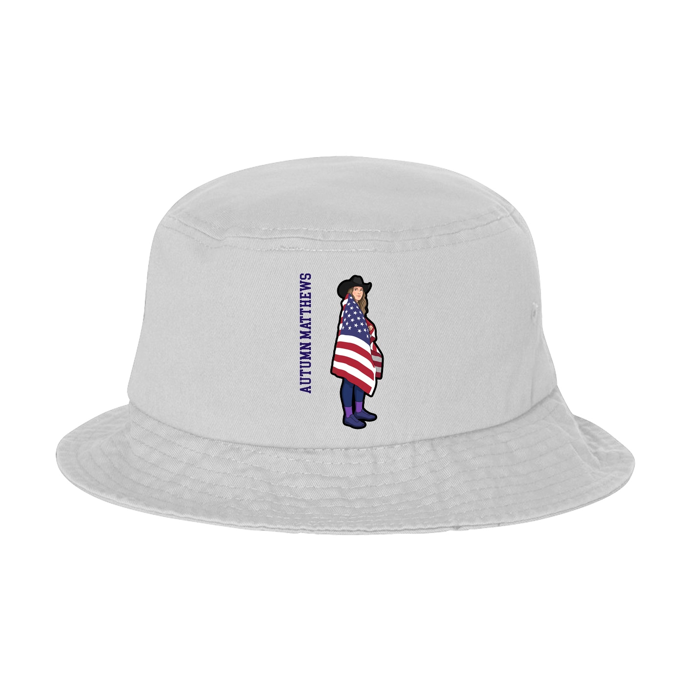 Bucket Cap — Name Vertical in White
