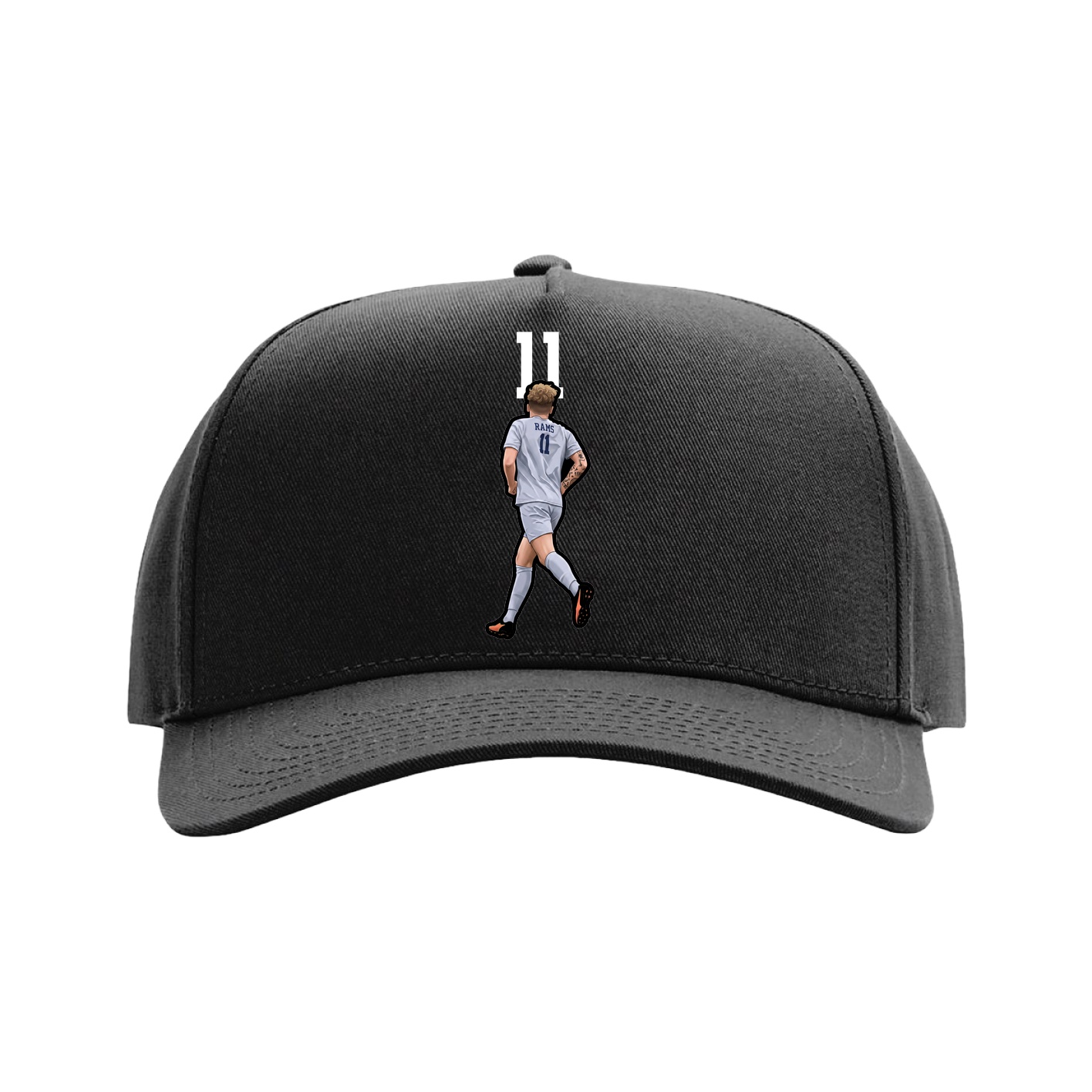 Full Fabric Five-Panel Champ Cap — Number Top in Black