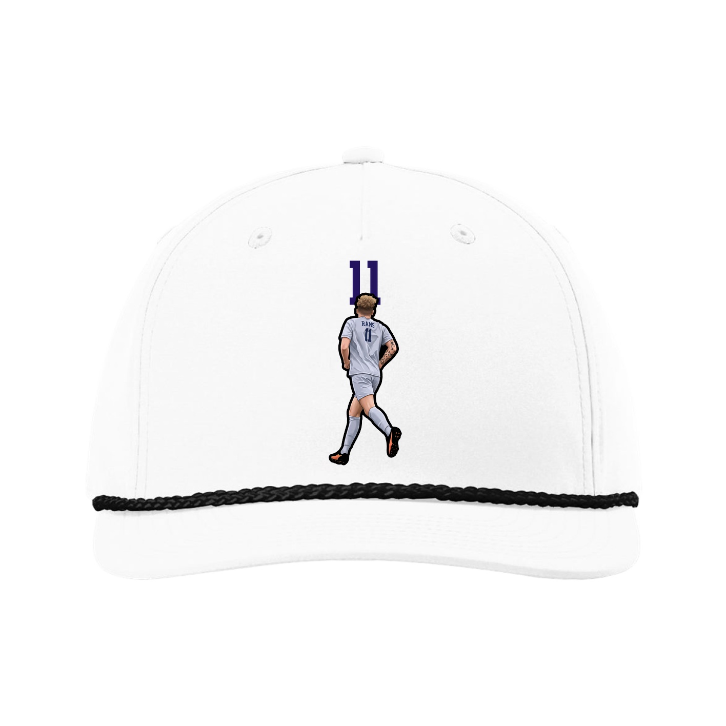 Five-Panel Classic Rope Cap — Number Top in White