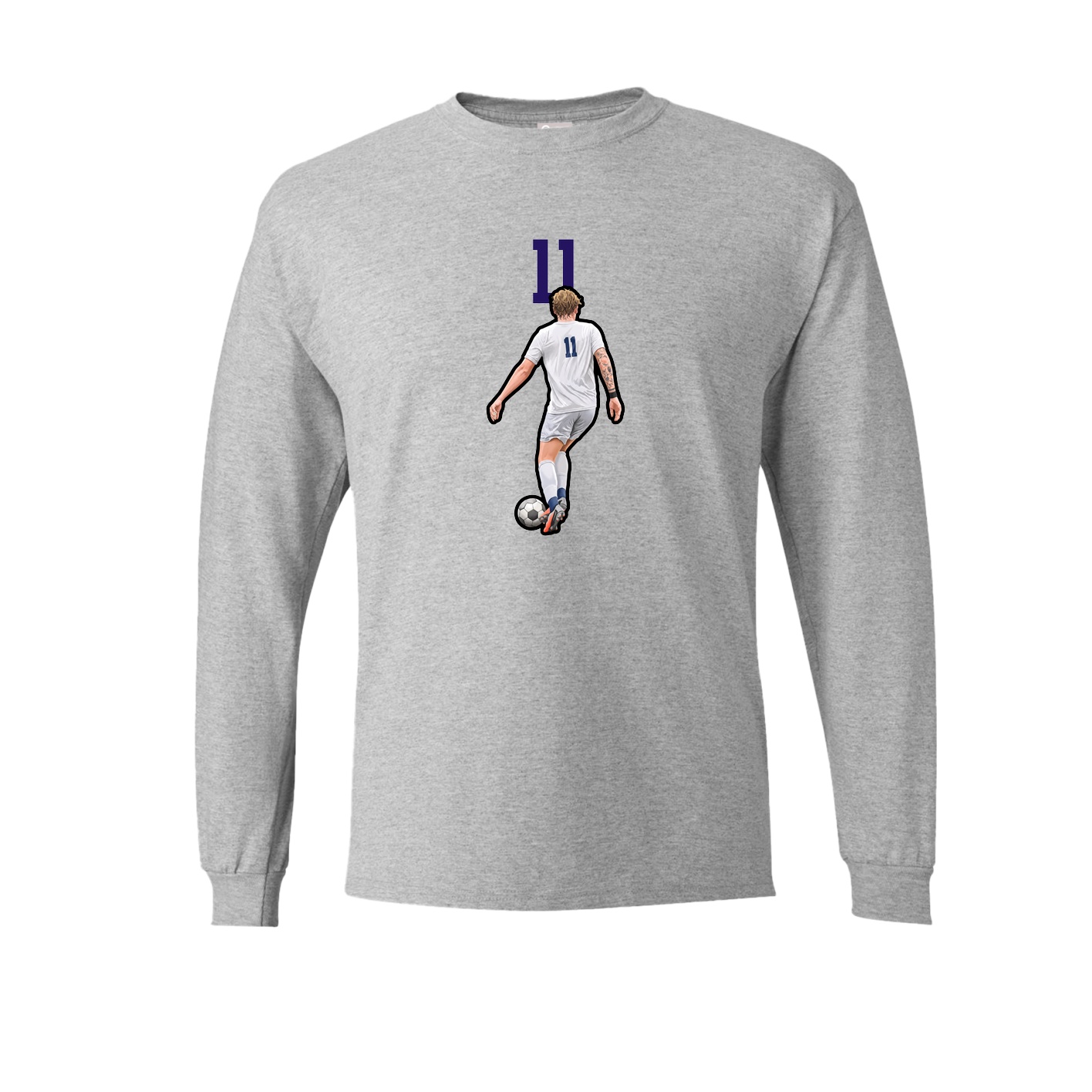 Long Sleeve Tee — Number Top in Grey