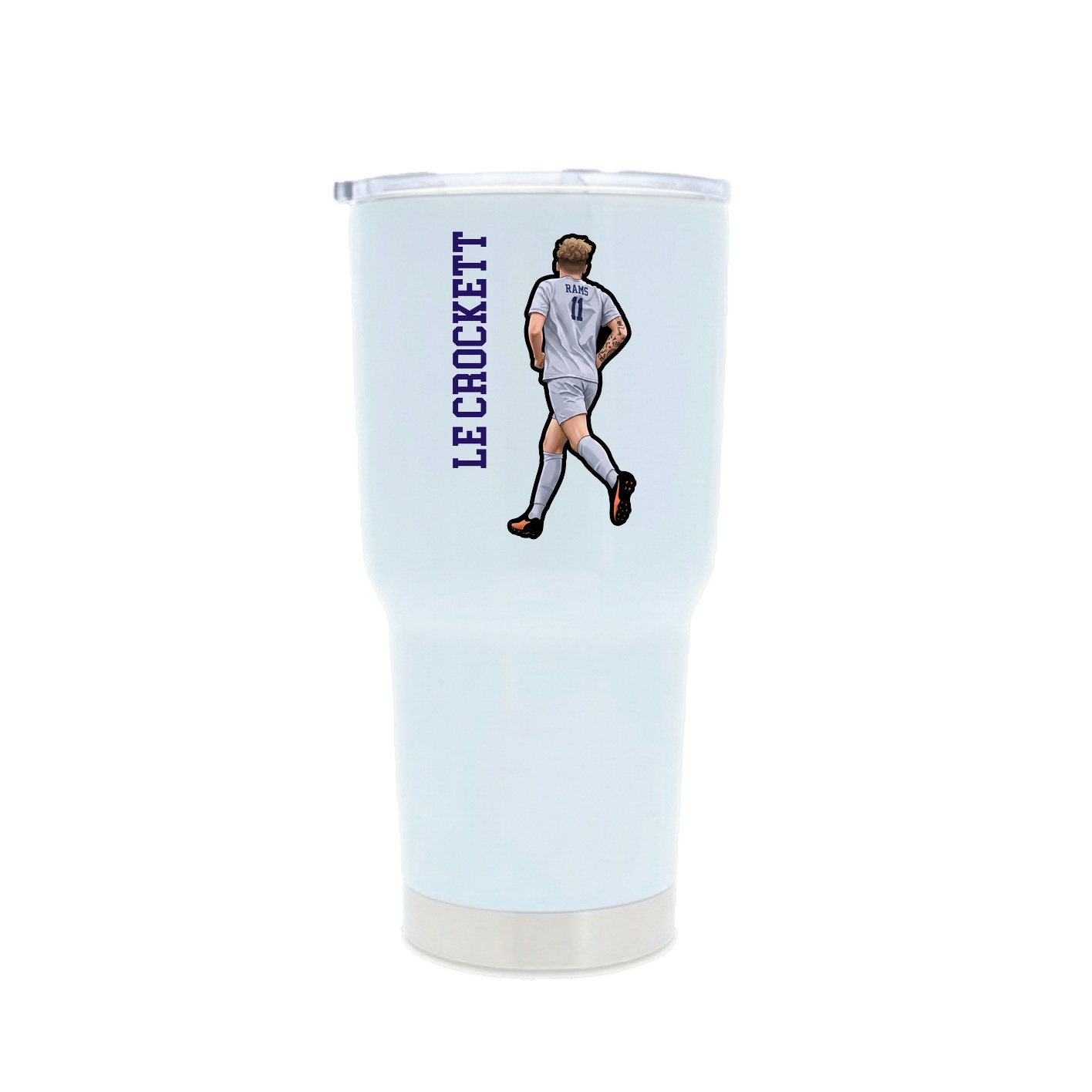 30oz Stainless Steel Tumbler — Name Vertical in White