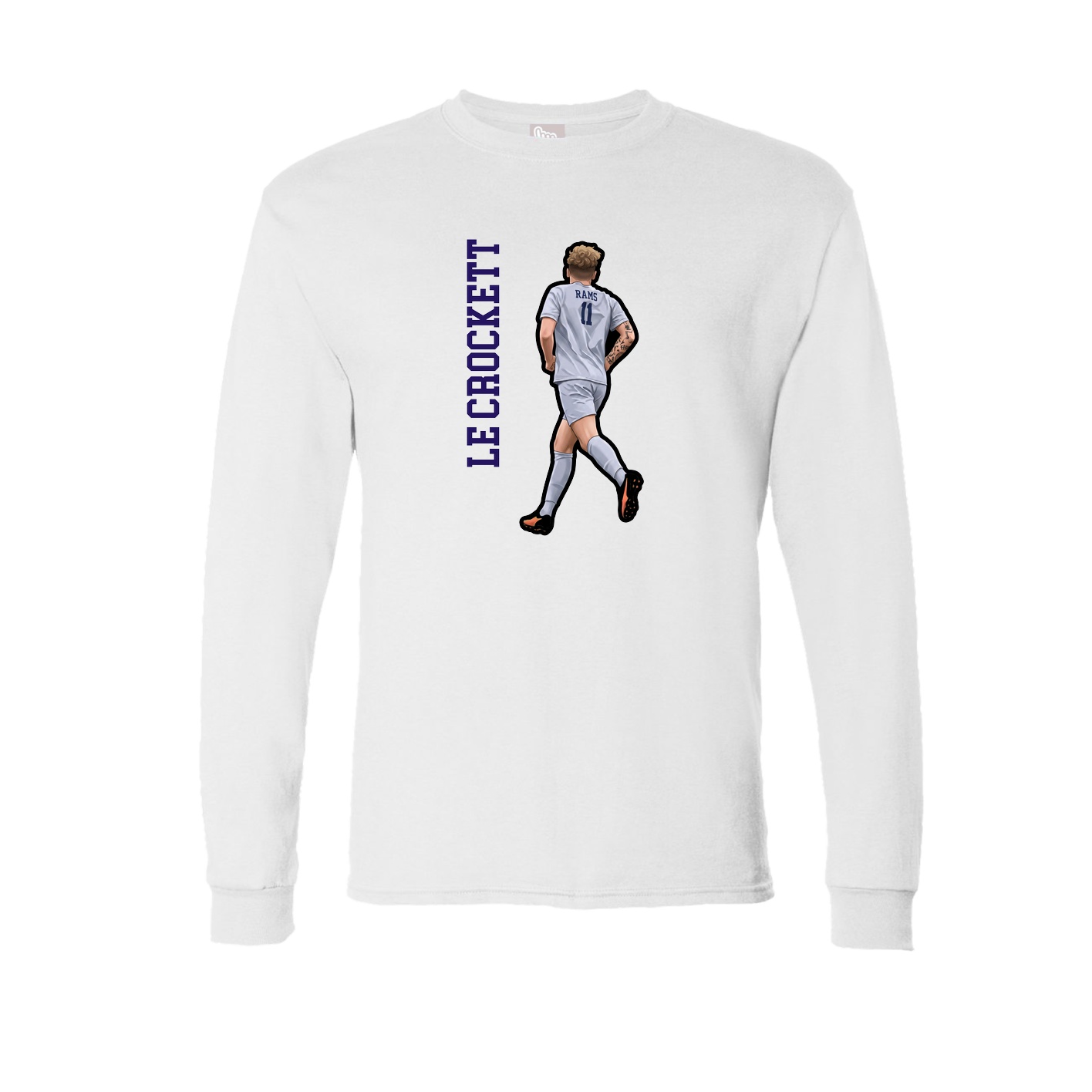 Long Sleeve Tee — Name Vertical in White