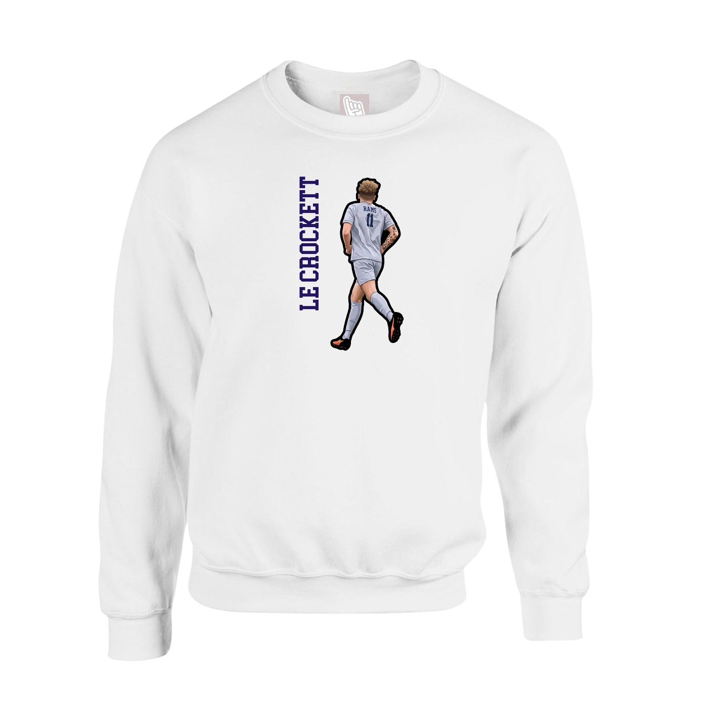Fleece Crew — Name Vertical in White