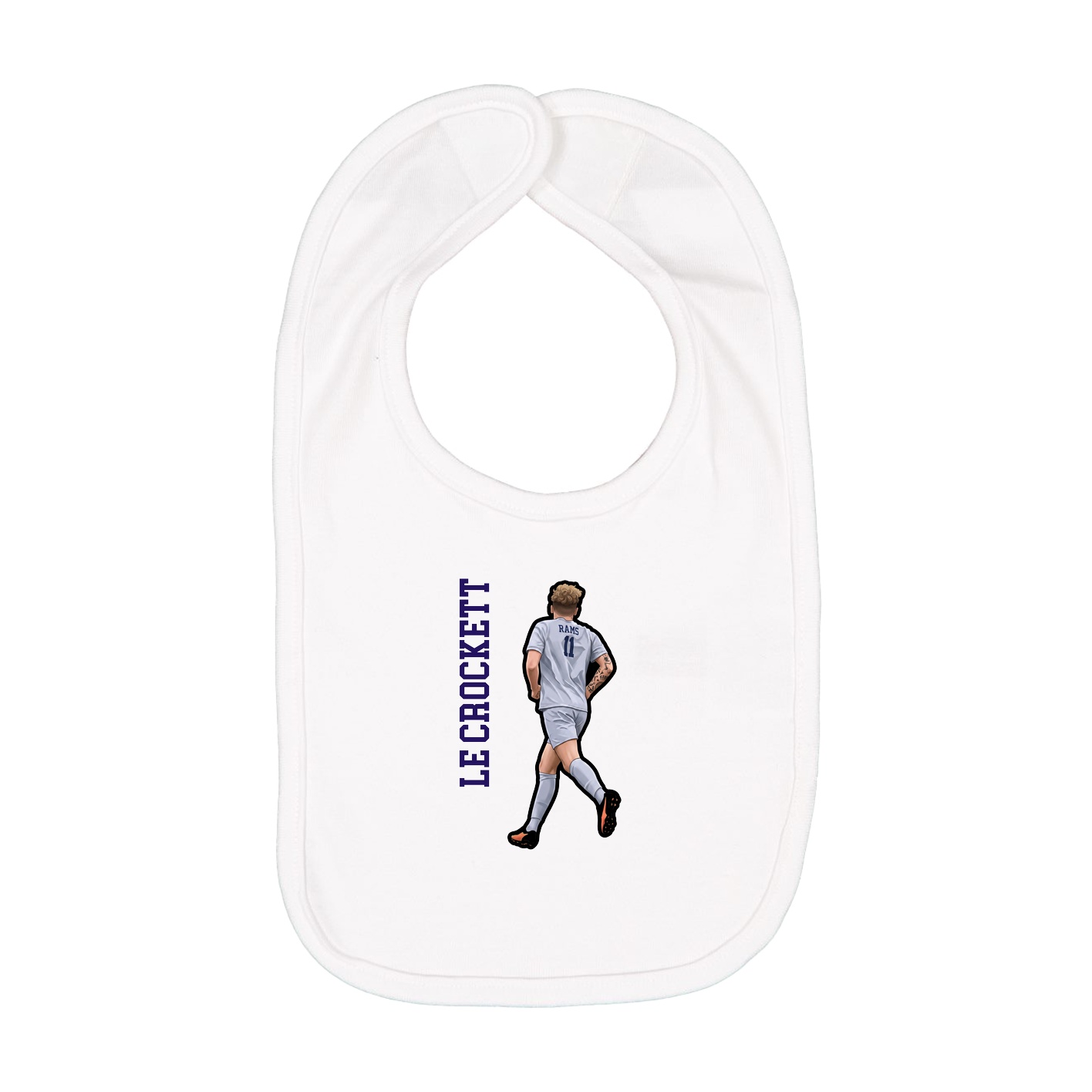 Infant Bib — Name Vertical in White