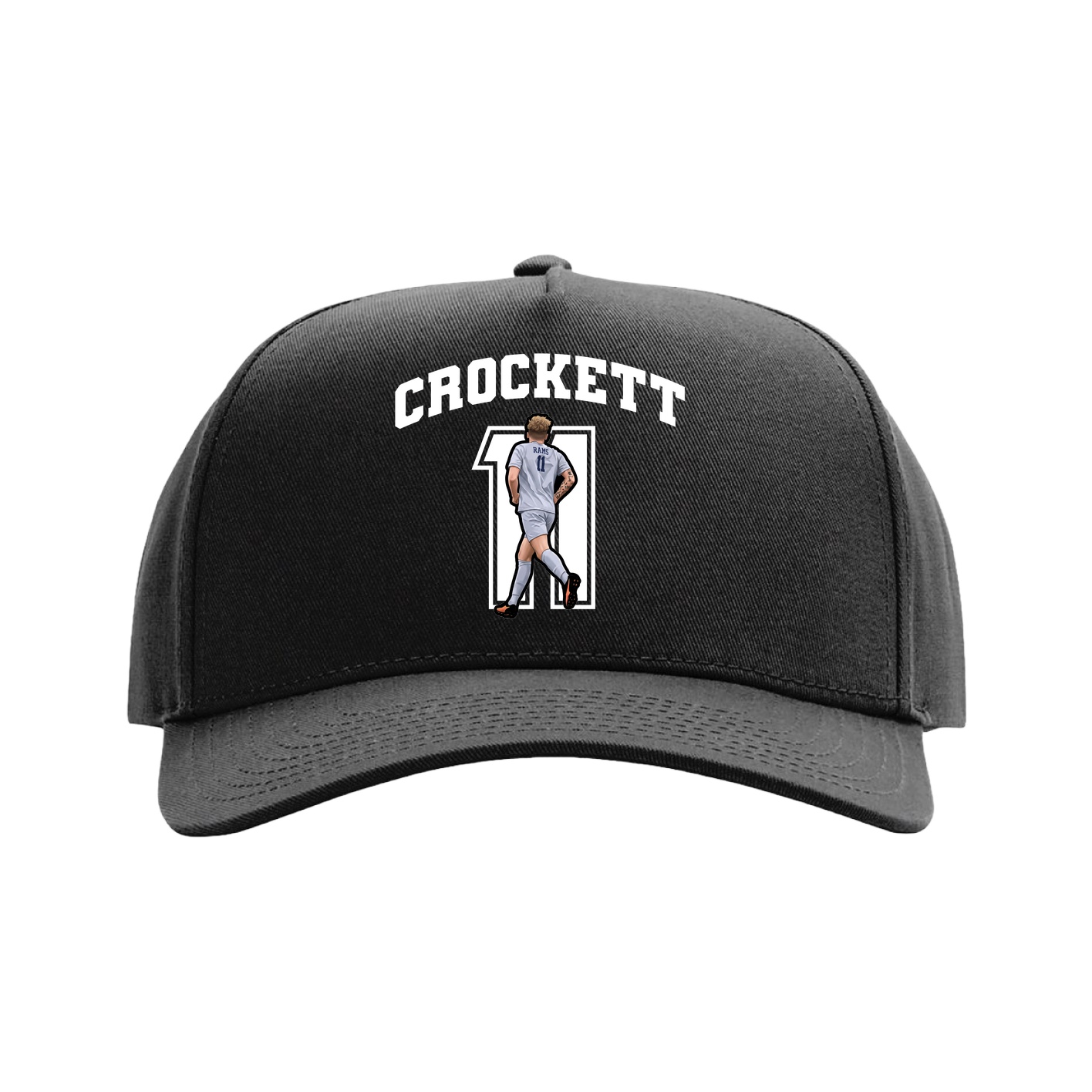 Full Fabric Five-Panel Champ Cap — Number in Black