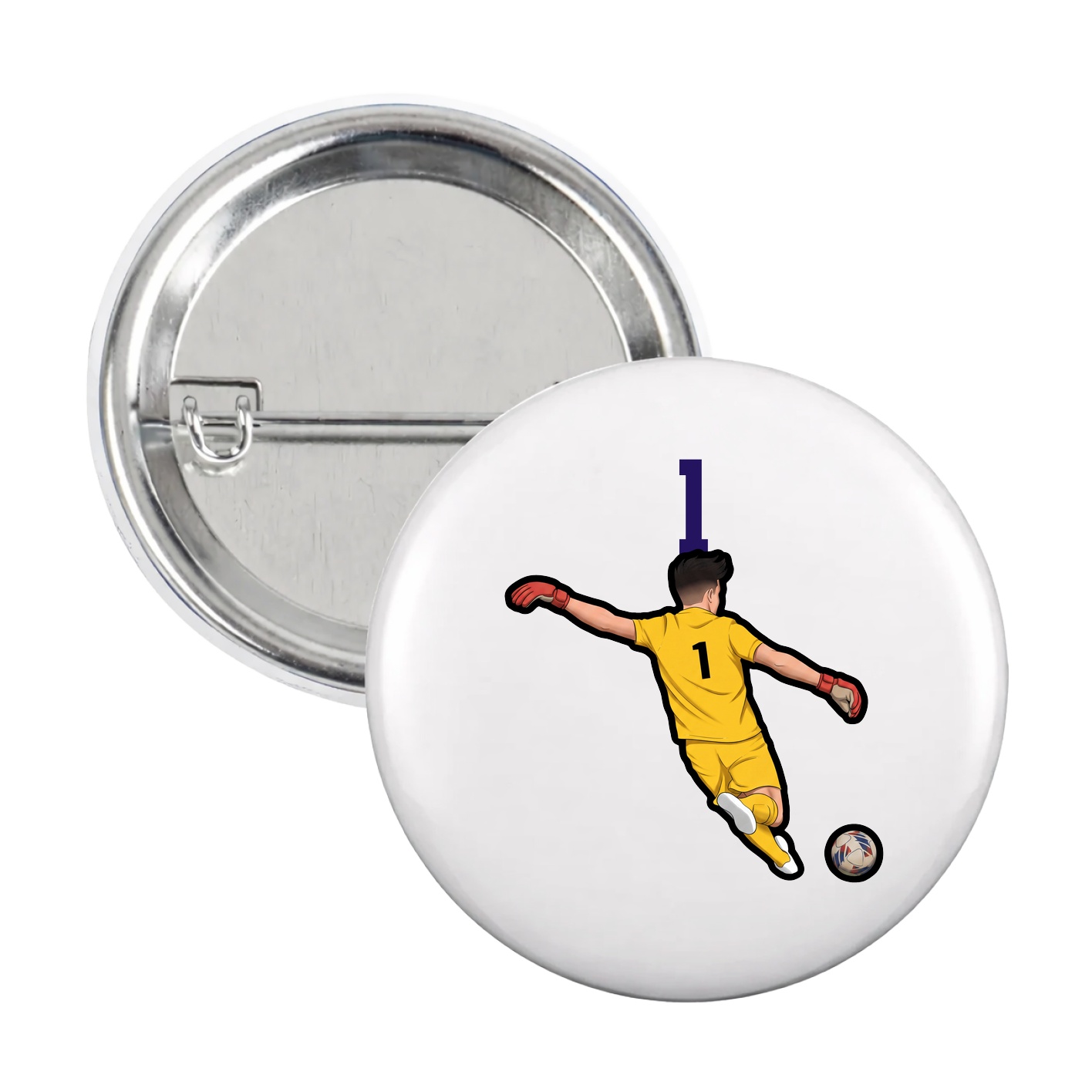 Game Day Button — Number Top in White