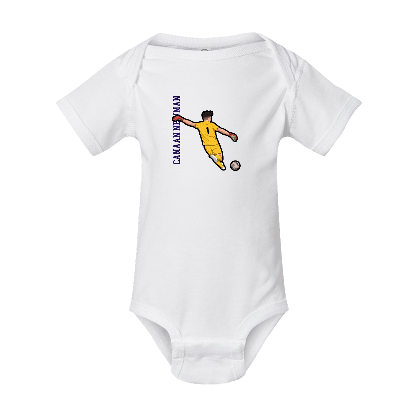 Baby Onesie — Name Vertical in White