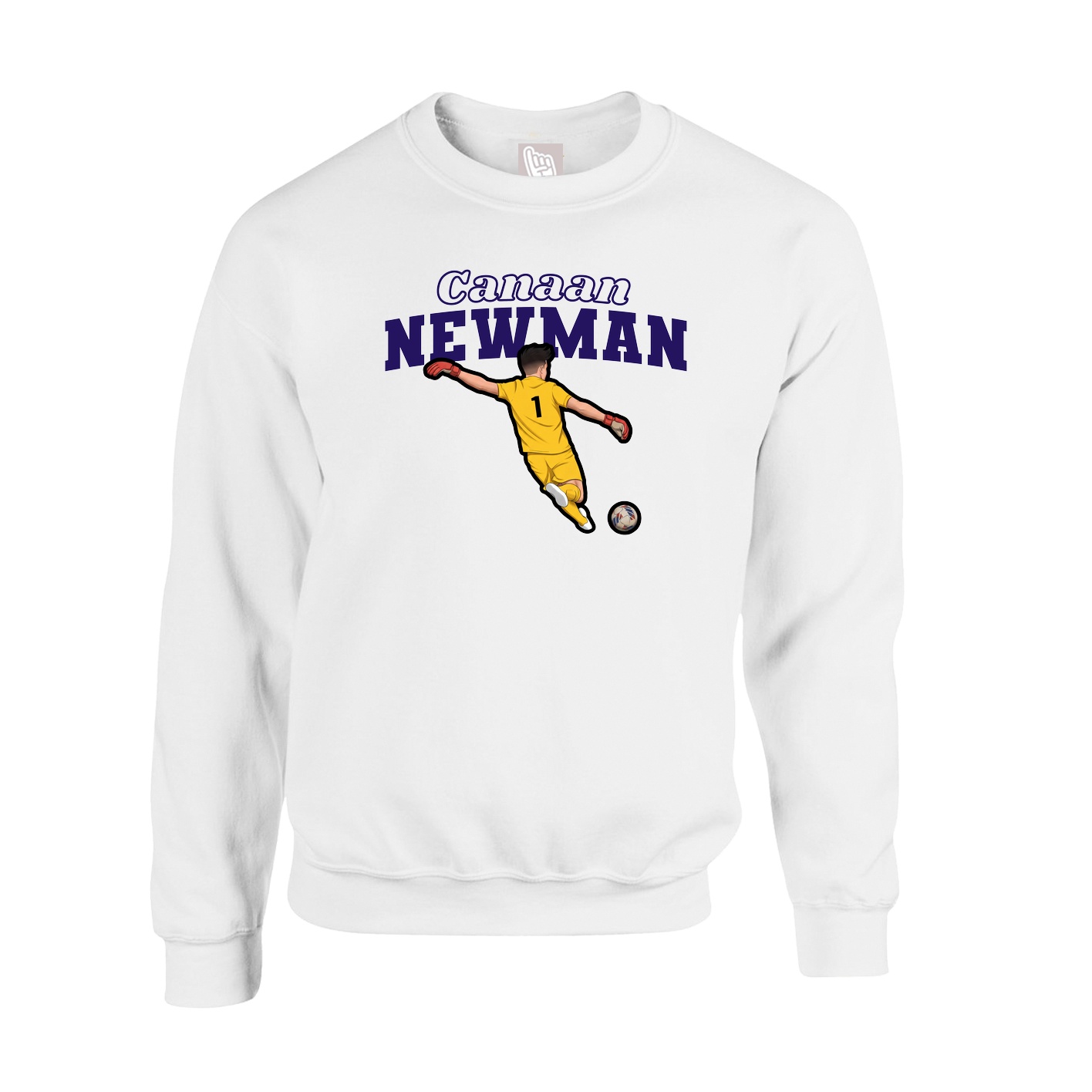 Fleece Crew — Name Arch in White