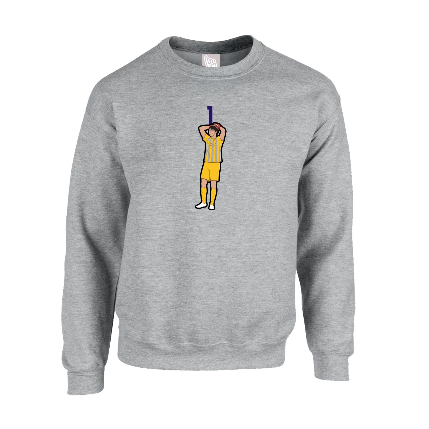 Fleece Crew — Number Top in Grey