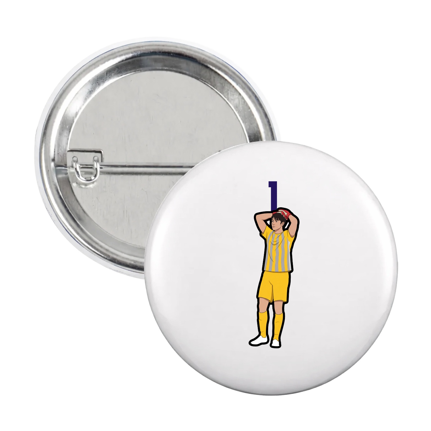Game Day Button — Number Top in White