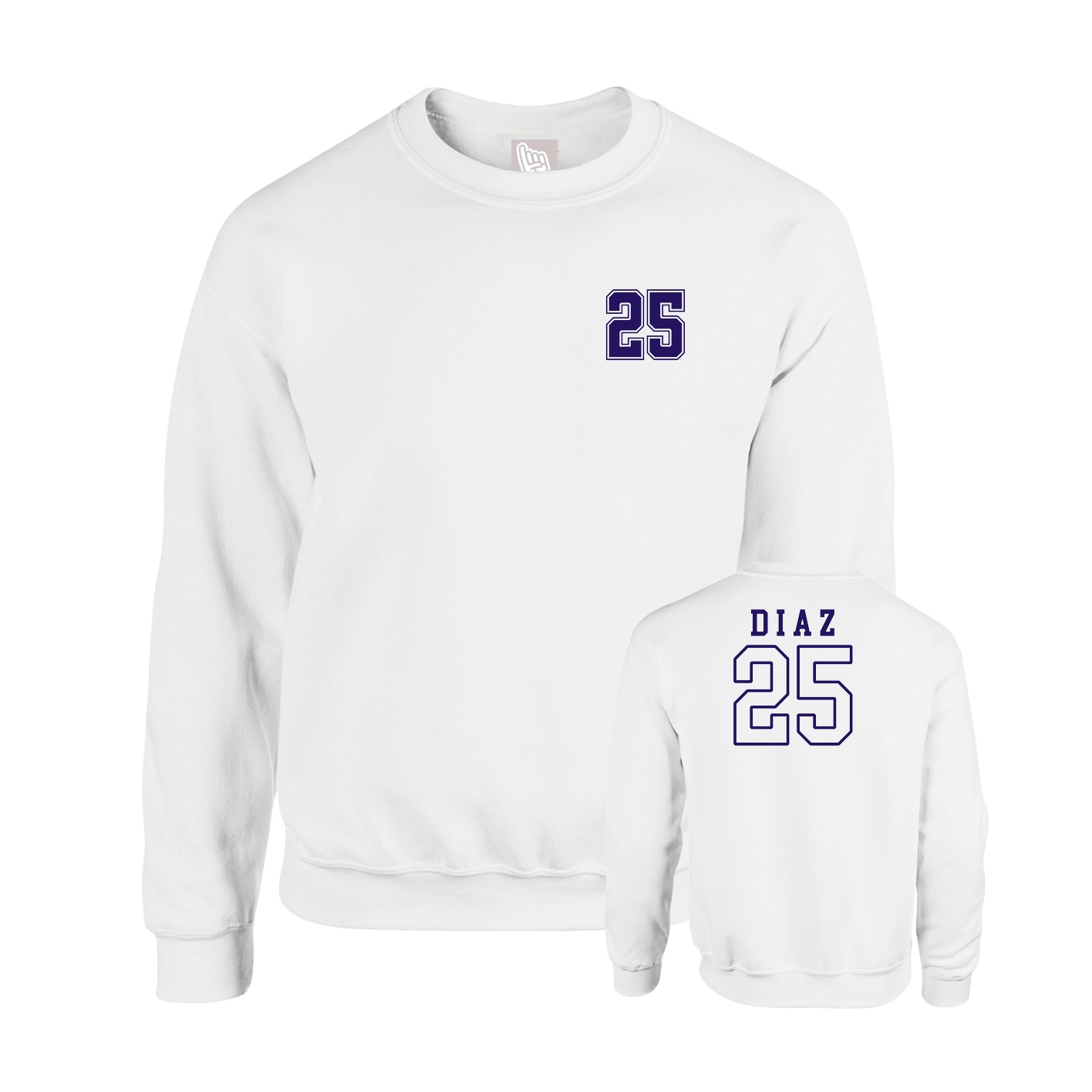 Fleece Crew — Chest Back in White