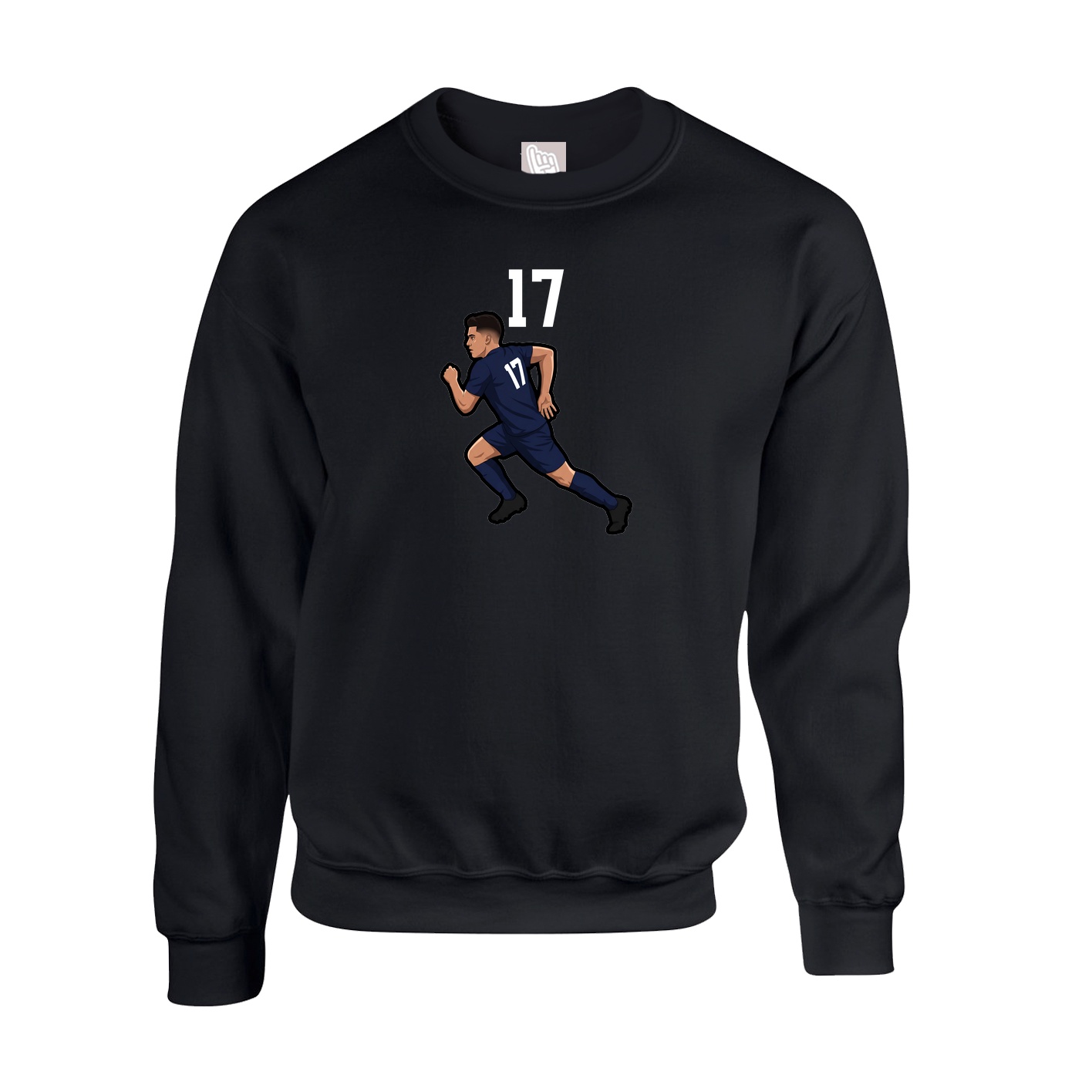 Fleece Crew — Number Top in Black