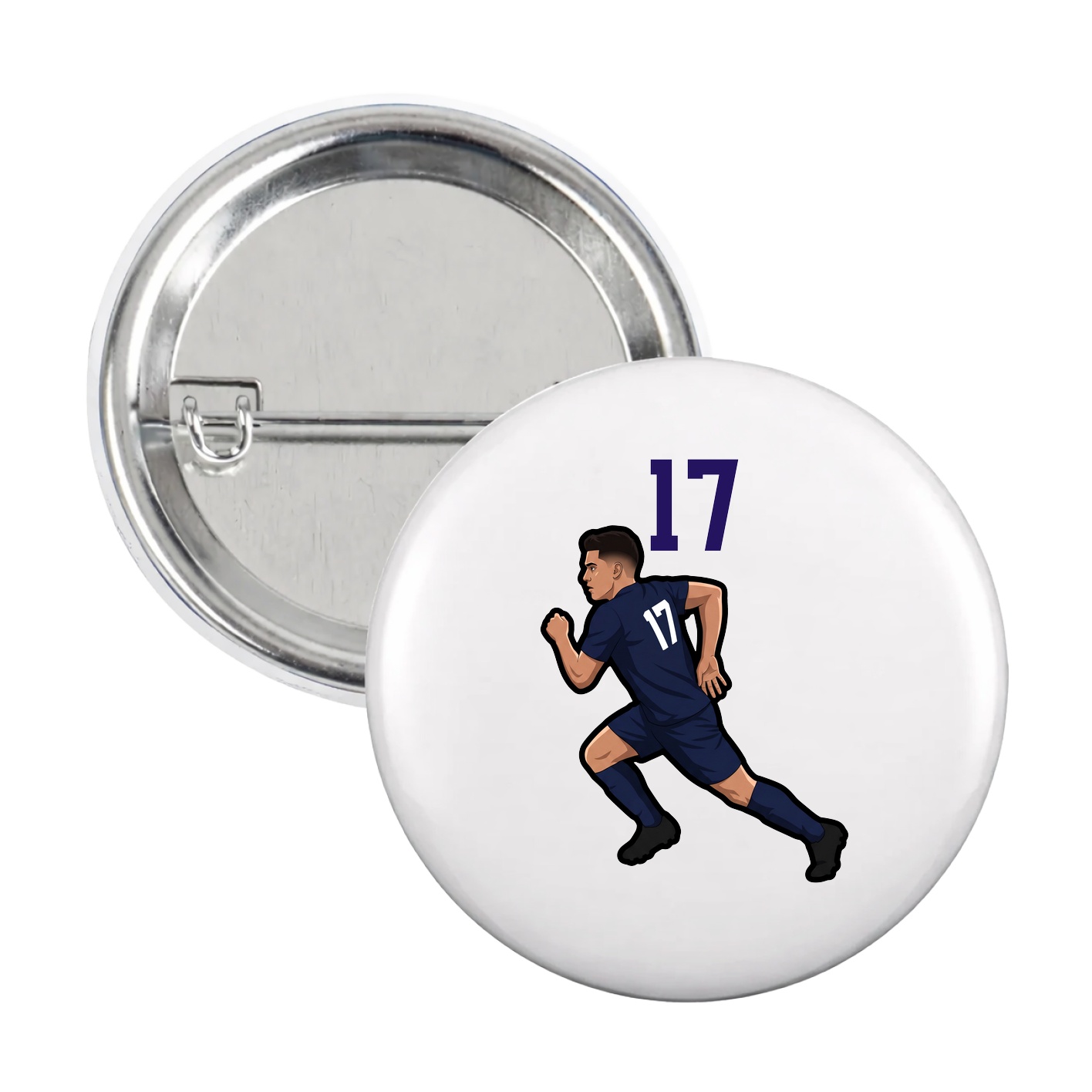 Game Day Button — Number Top in White