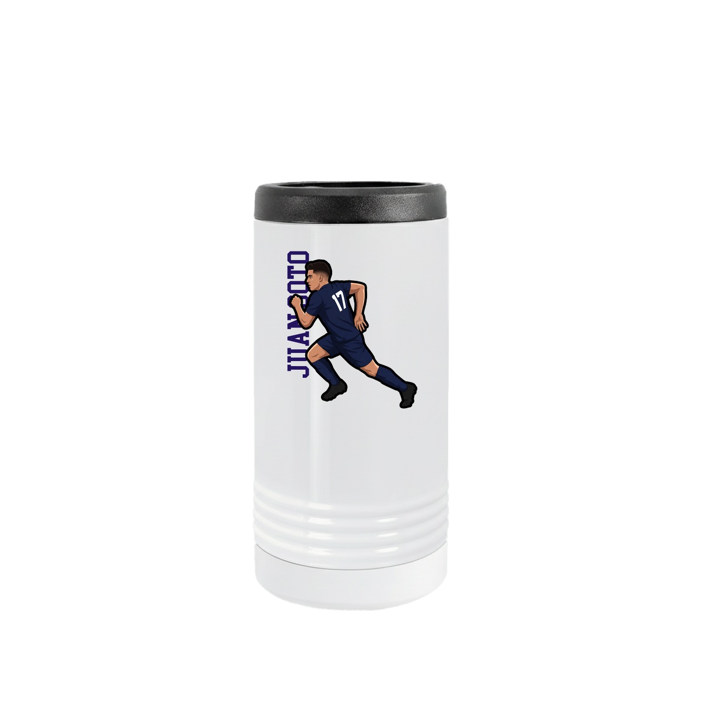 Slim Beverage Holder — Name Vertical in White