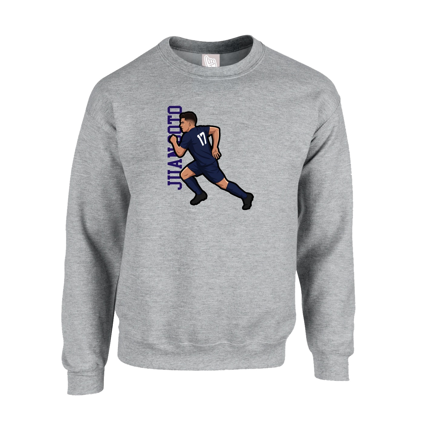 Fleece Crew — Name Vertical in Grey