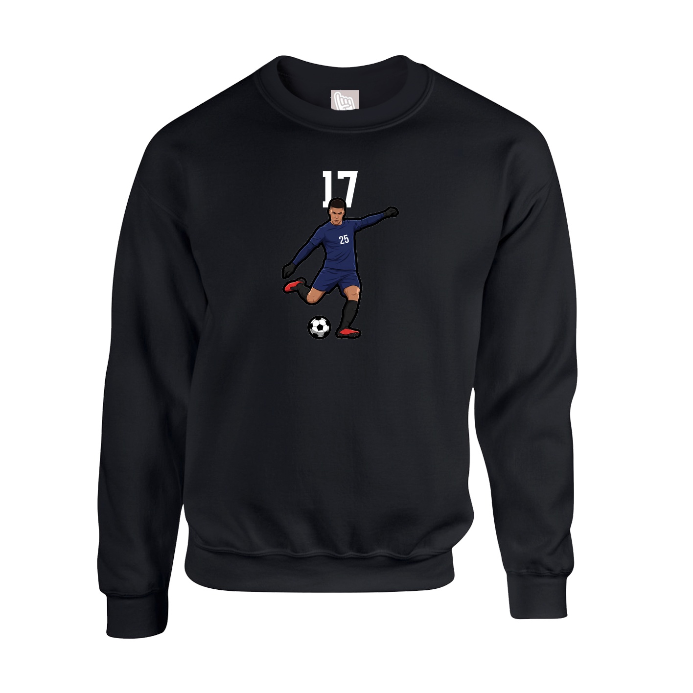 Fleece Crew — Number Top in Black