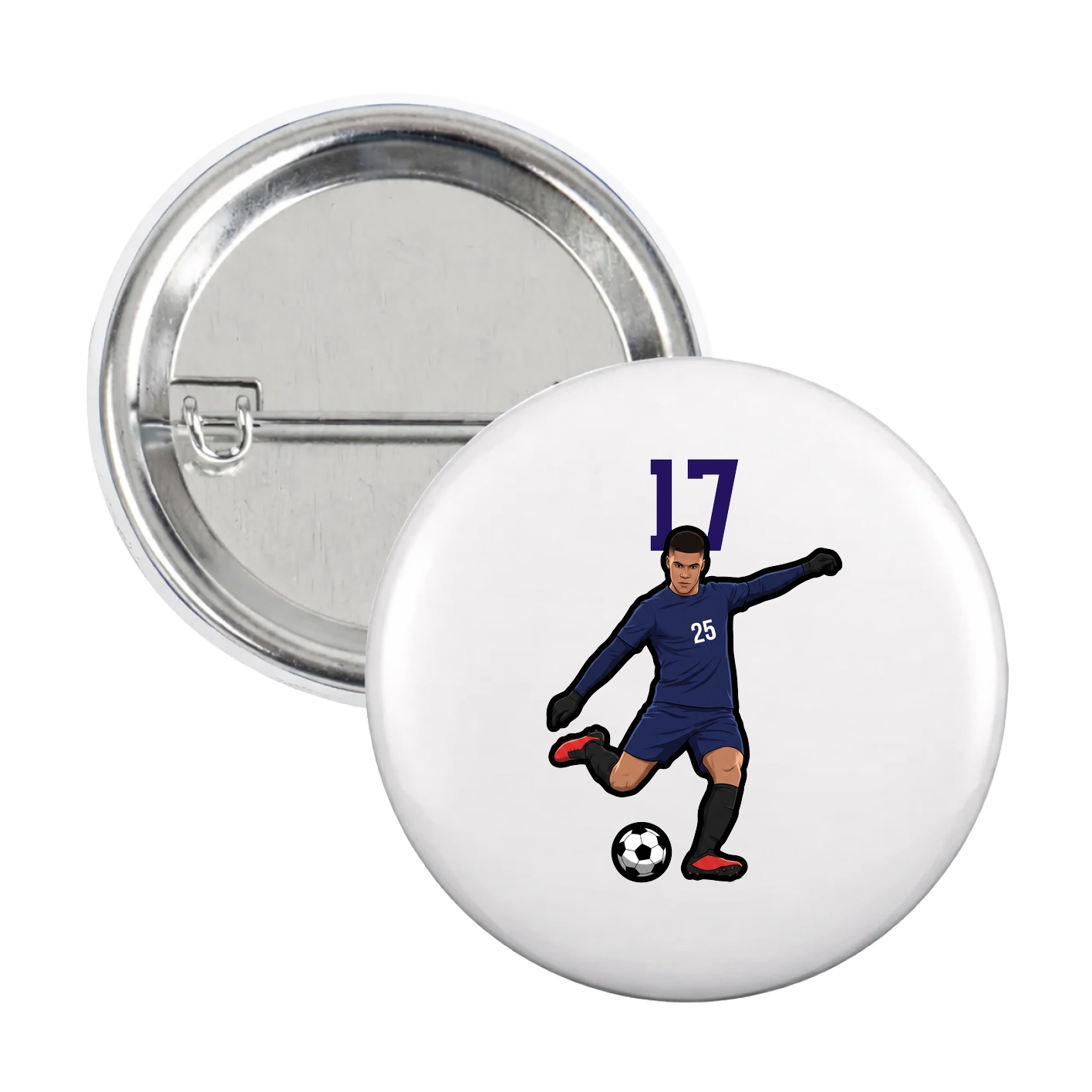 Game Day Button — Number Top in White