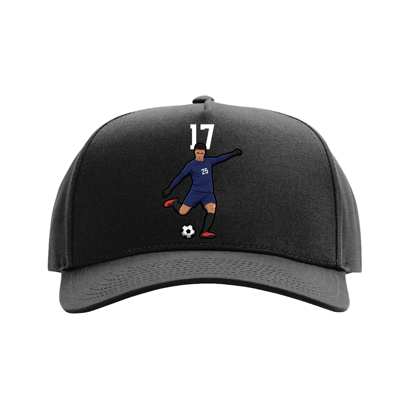 Full Fabric Five-Panel Champ Cap — Number Top in Black