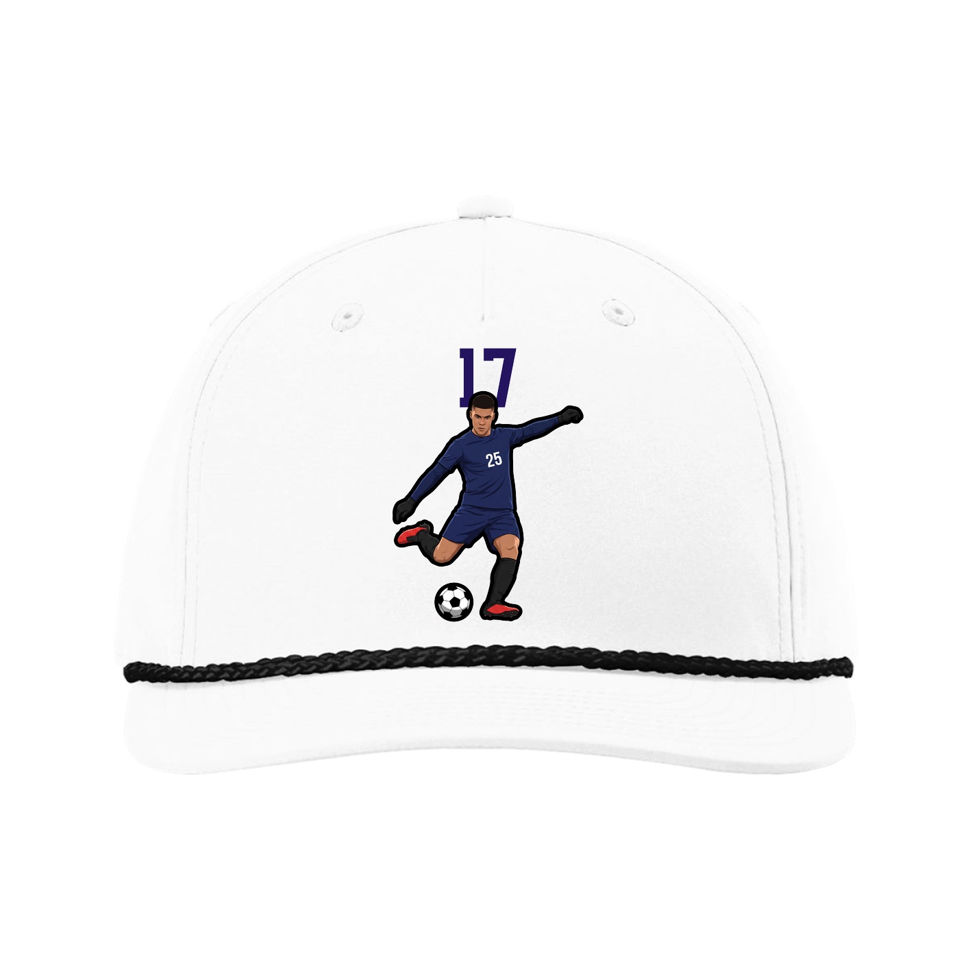 Five-Panel Classic Rope Cap — Number Top in White