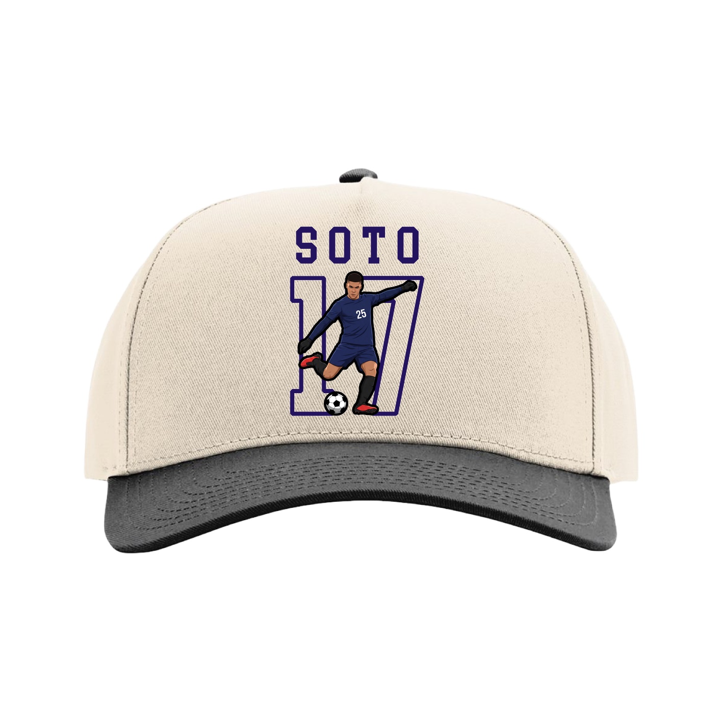 Full Fabric Five-Panel Champ Cap — Shirsey in Cream/Black