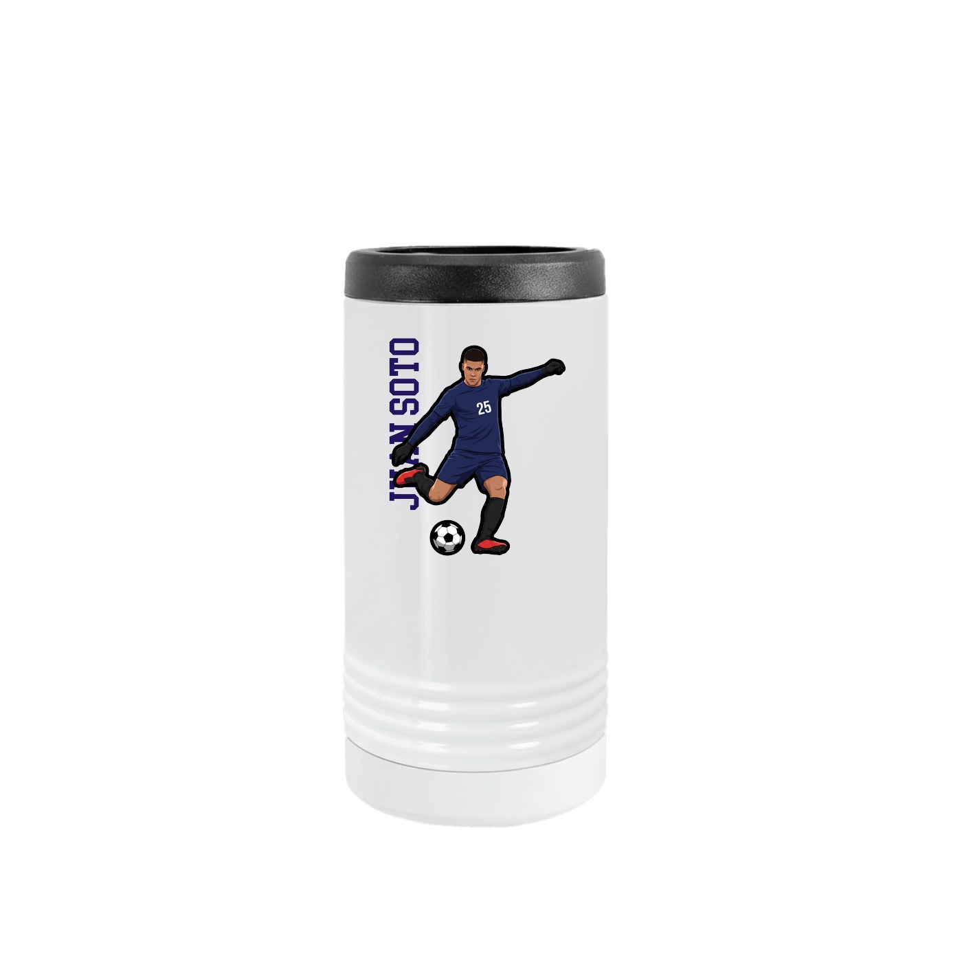 Slim Beverage Holder — Name Vertical in White