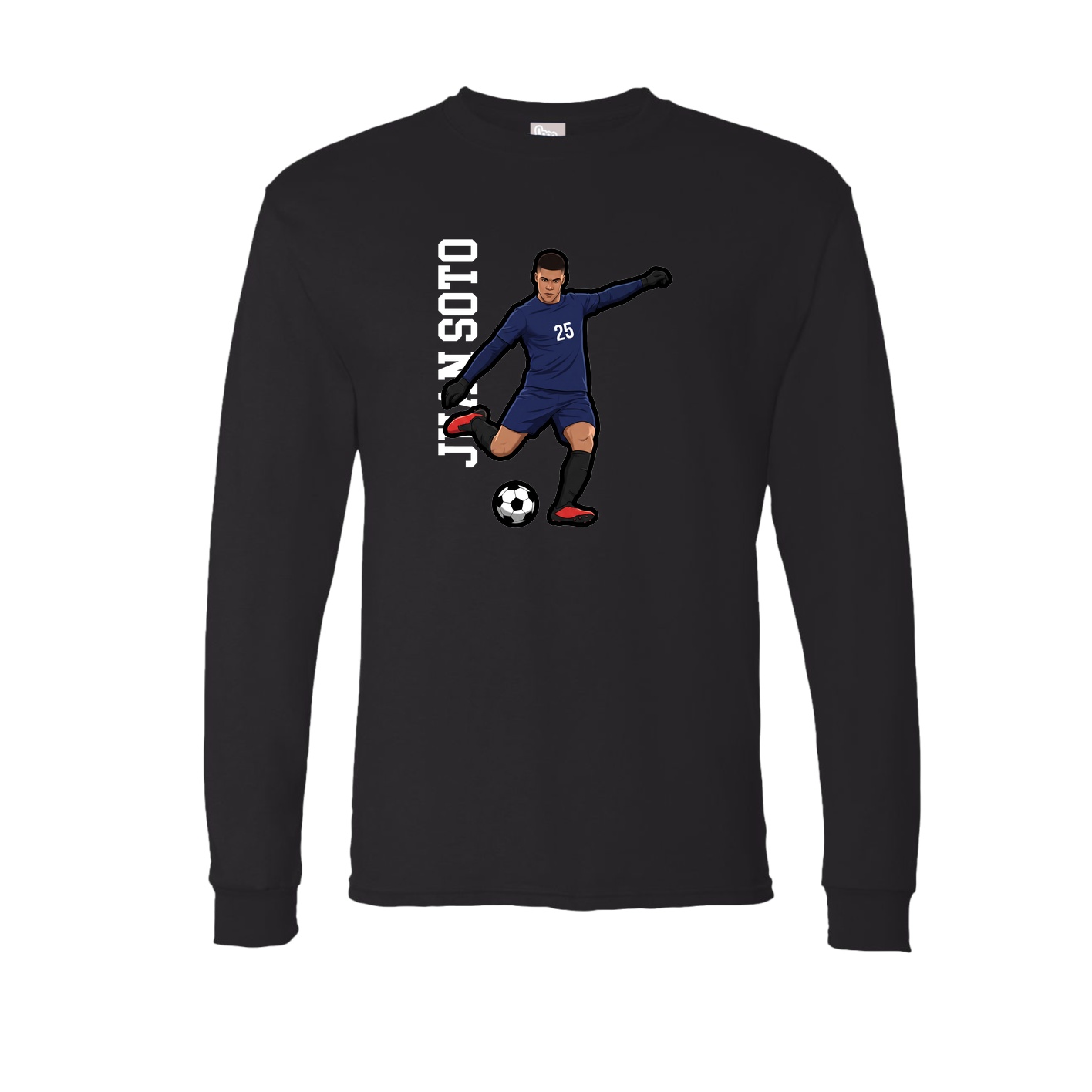 Long Sleeve Tee — Name Vertical in Black