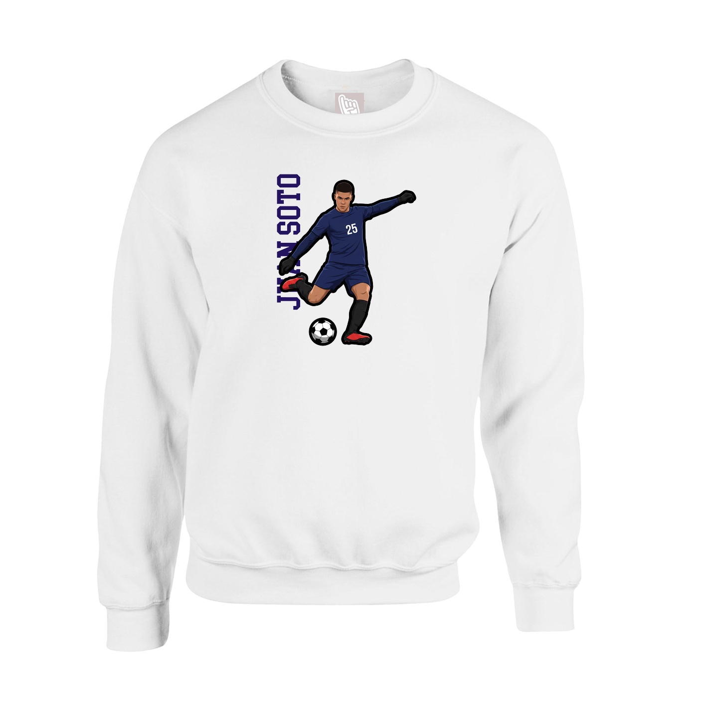 Fleece Crew — Name Vertical in White