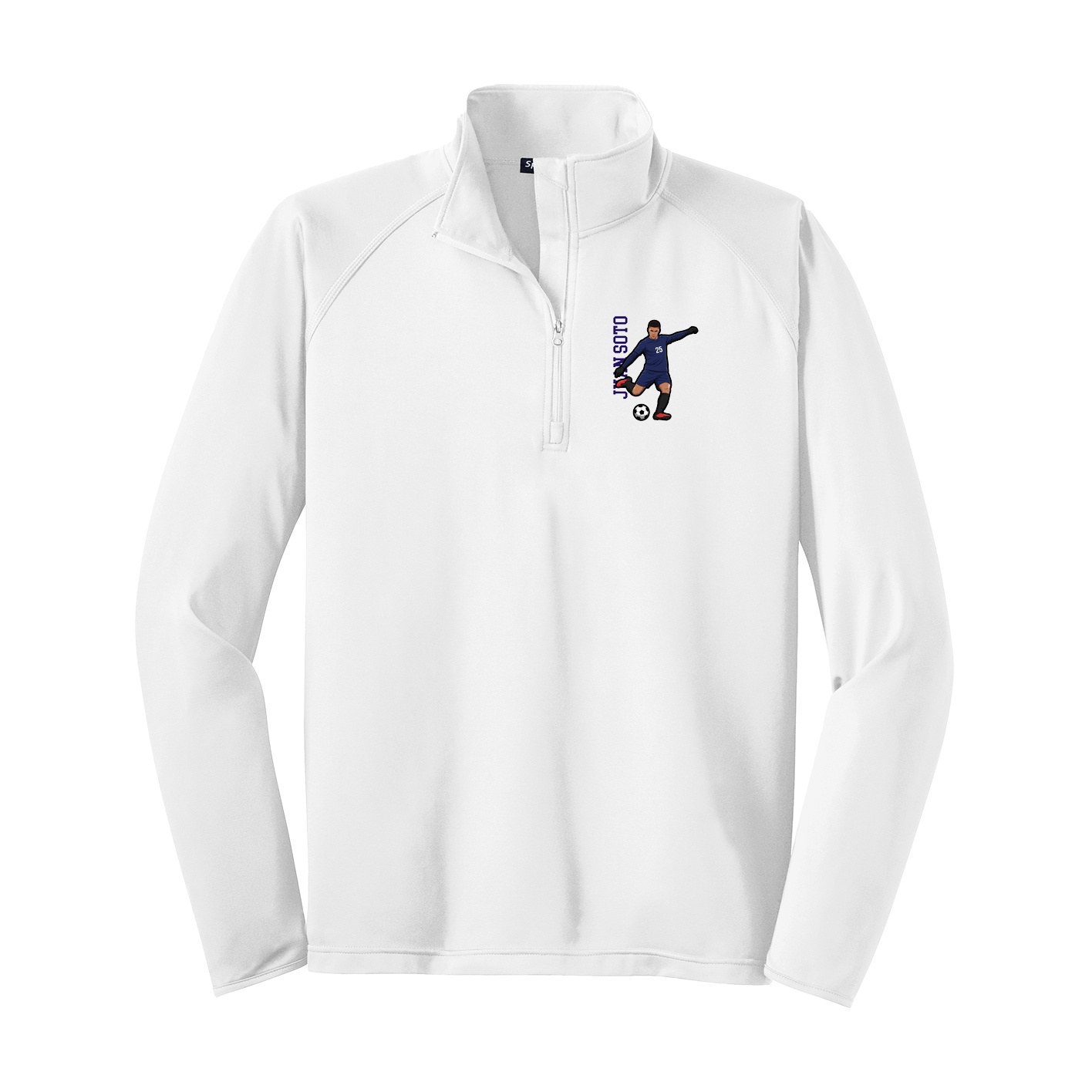 Q-Zip Pullover — Name Vertical in White
