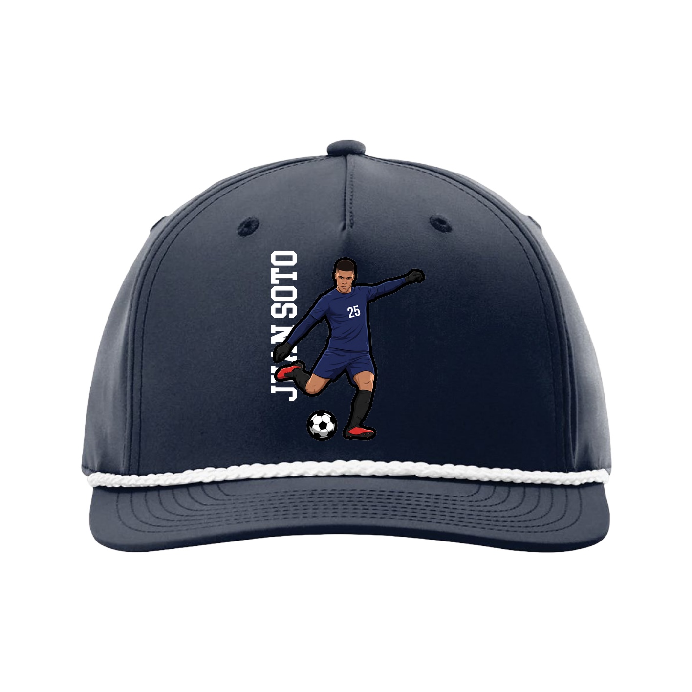Five-Panel Classic Rope Cap — Name Vertical in Navy