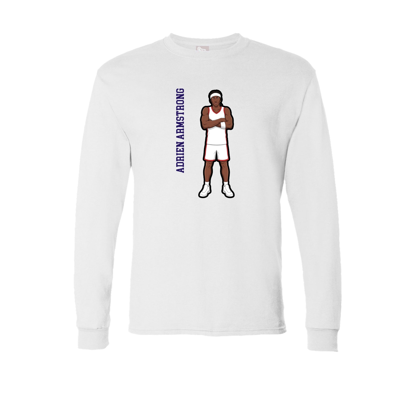 Long Sleeve Tee — Name Vertical in White