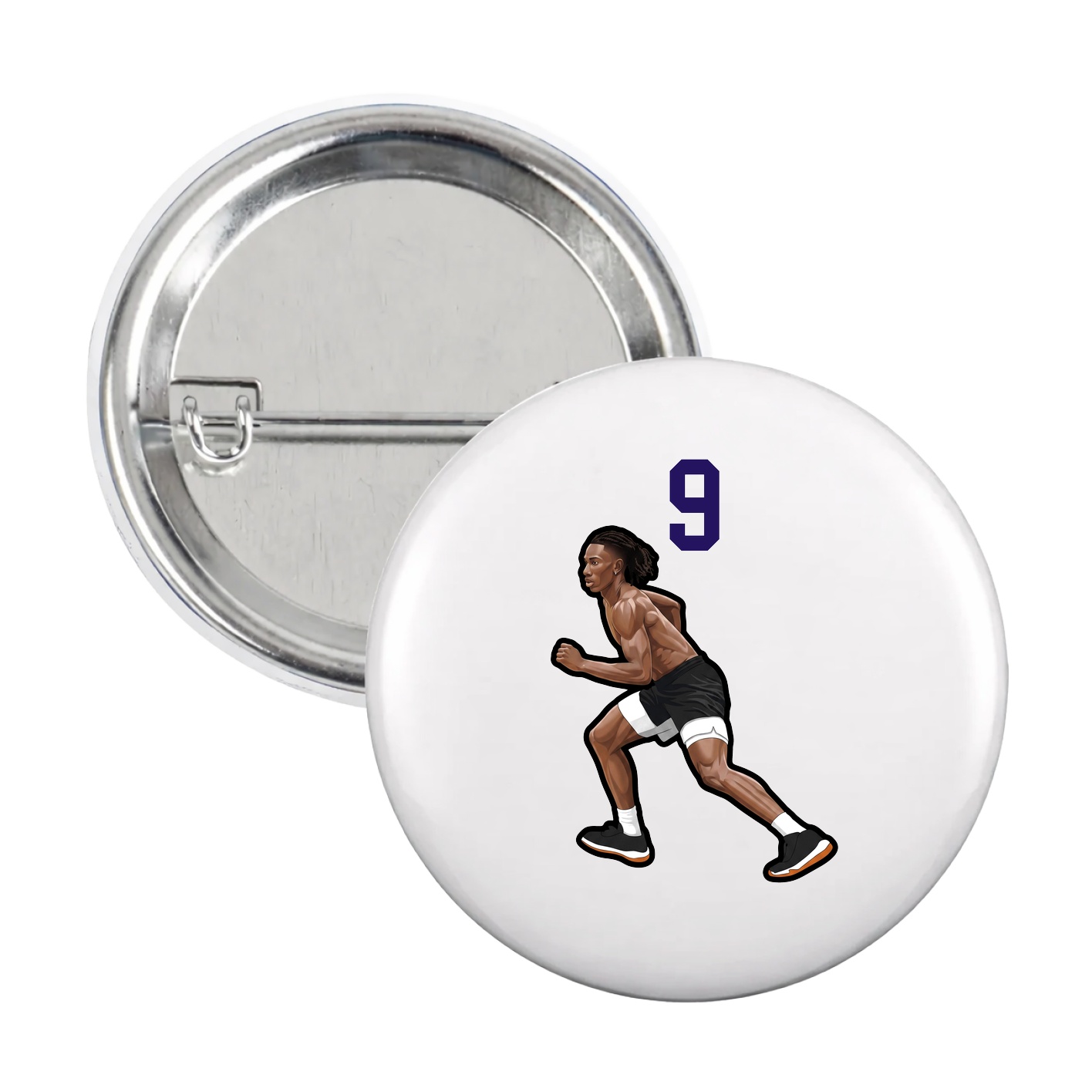 Game Day Button — Number Top in White