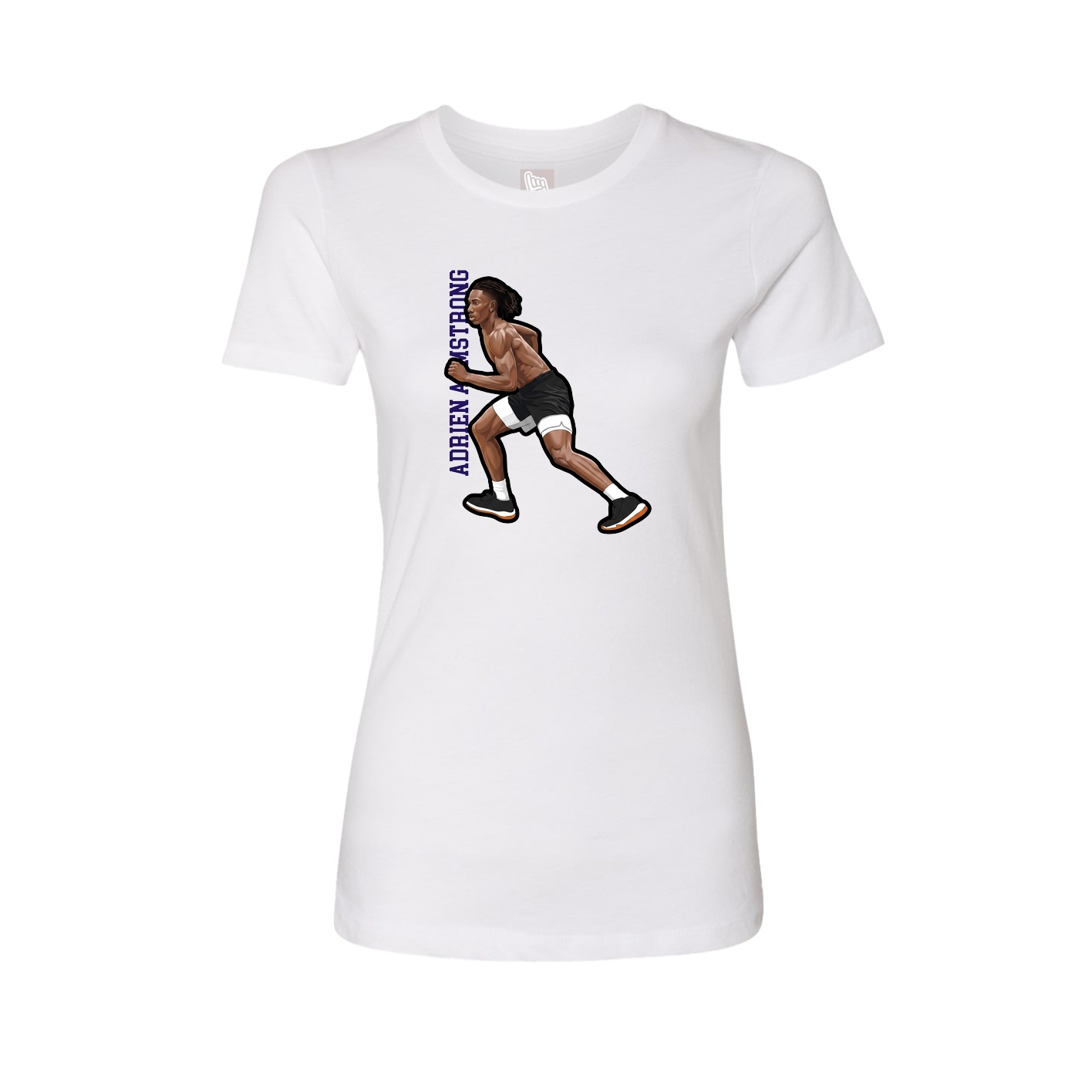 Fitted Women's Tee — Name Vertical in White